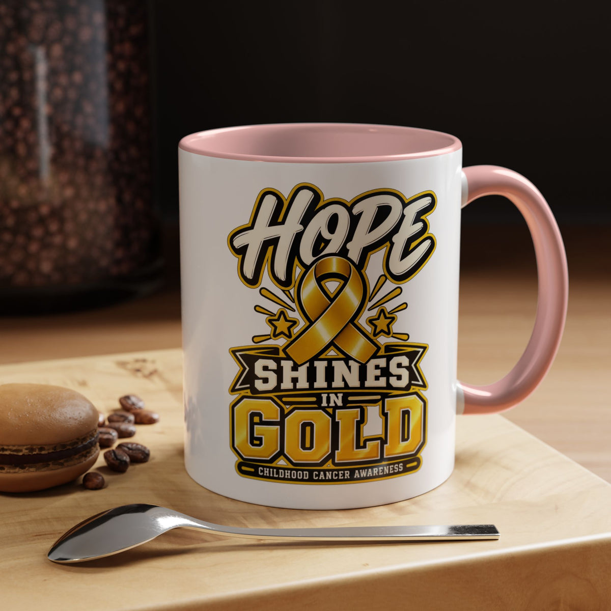 Hope Shines in Gold Coffee Mug — Childhood Cancer Awareness Accent Mug