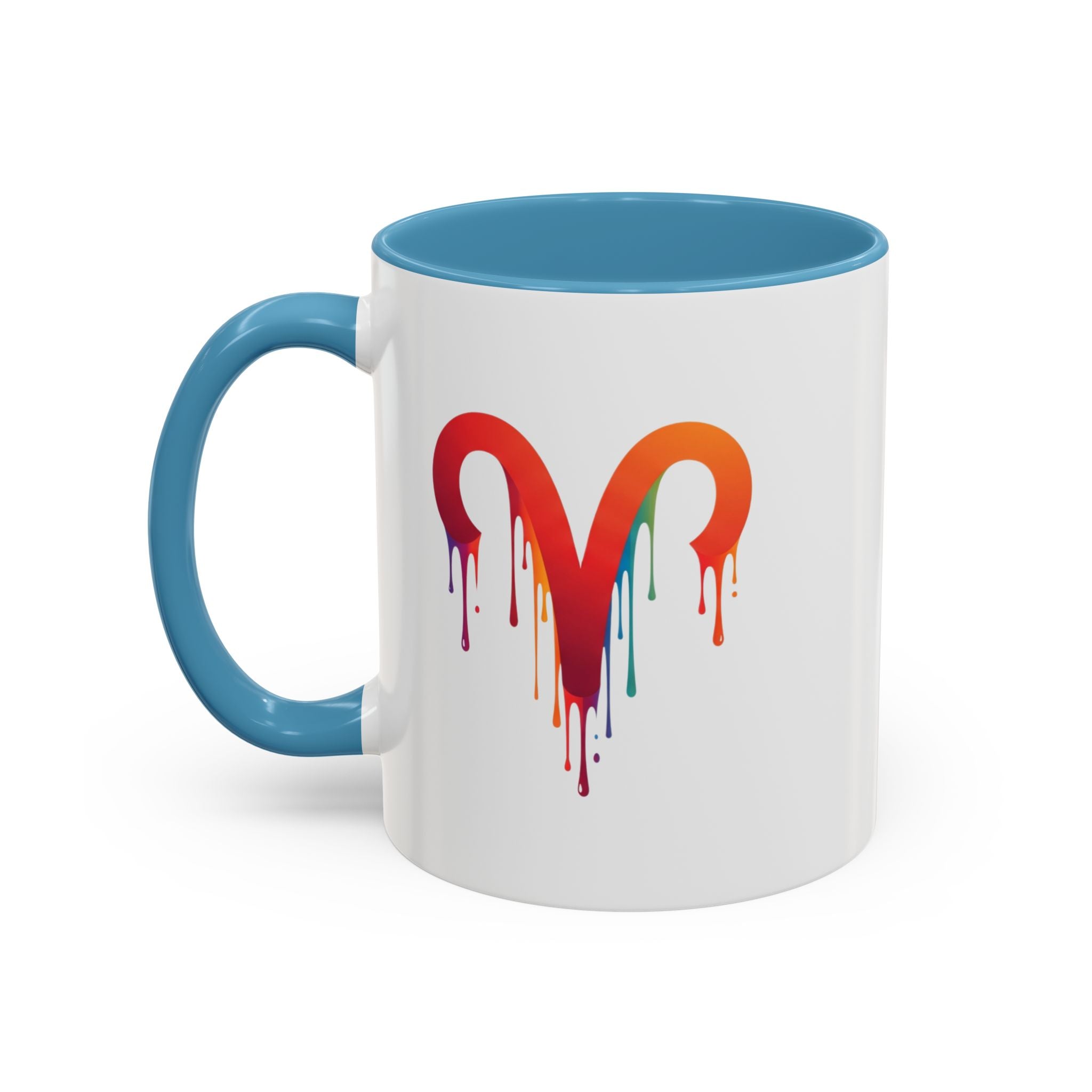 Rainbow Drip Heart Coffee Mug — Colorful Art Accent Mug