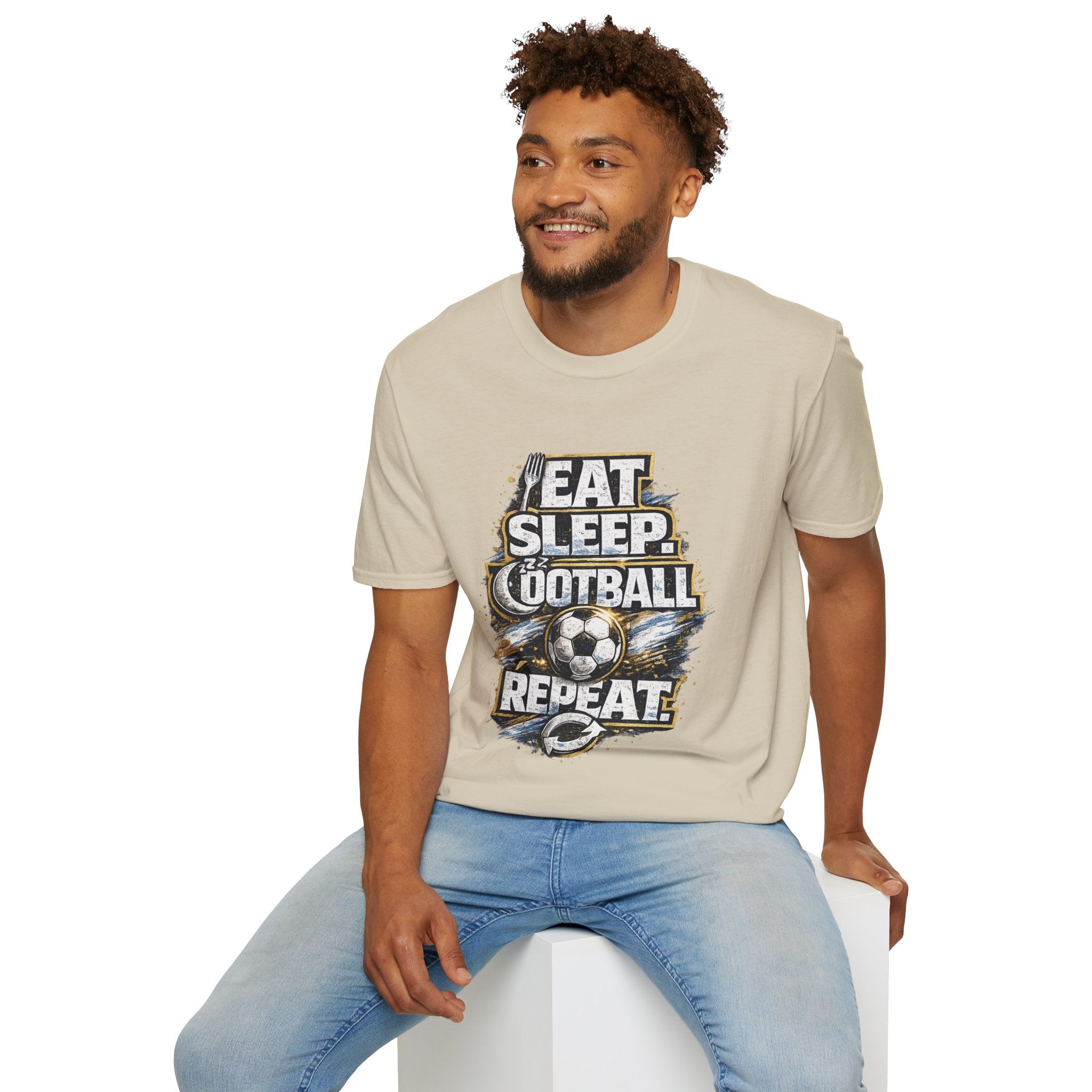 Football 'Eat Sleep Football Repeat' T-Shirt — Vintage Soccer Fan Tee