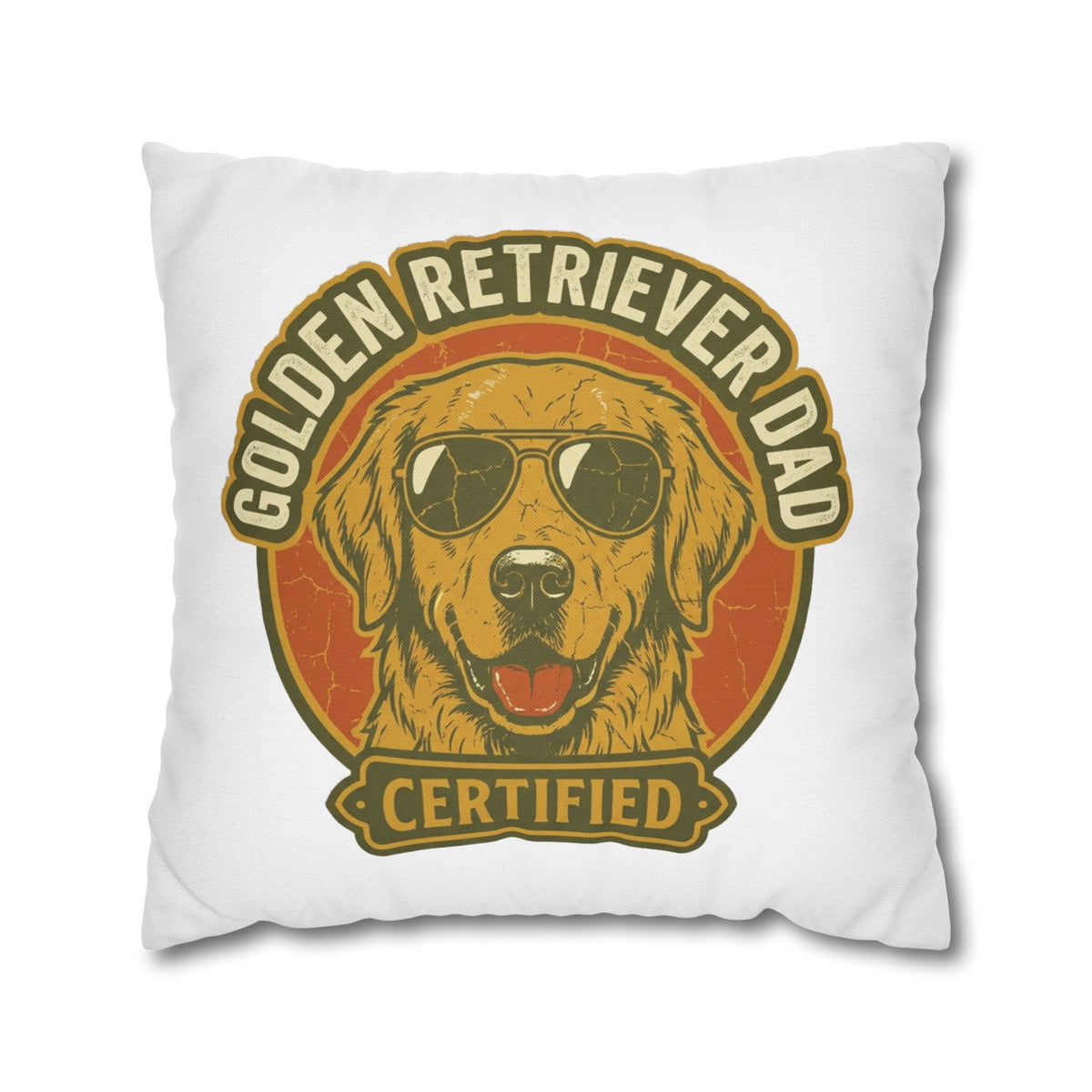 Funny Golden Retriever Dad Pillowcase — "Certified" Dog Lover Throw Pillow Cover