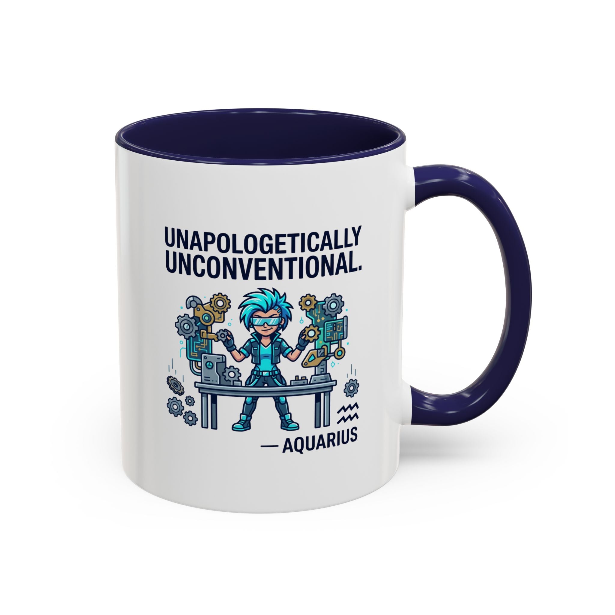 Aquarius Coffee Mug - "Unapologetically Unconventional" Zodiac Accent Mug 11oz