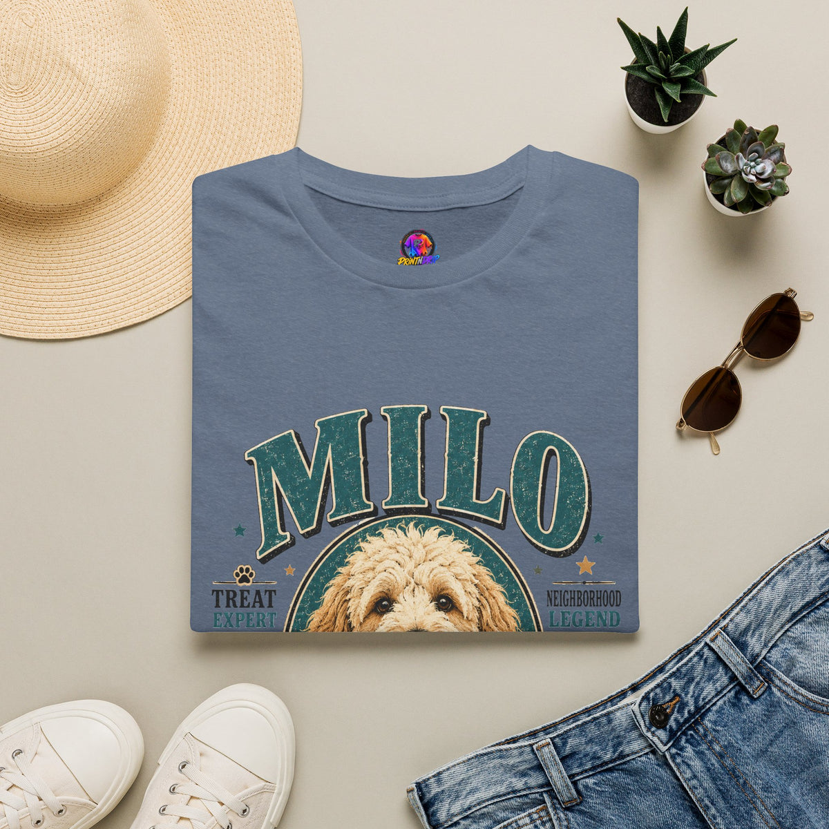 Dog Lover T-Shirt — "MILO" Personalized Pet Portrait Tee