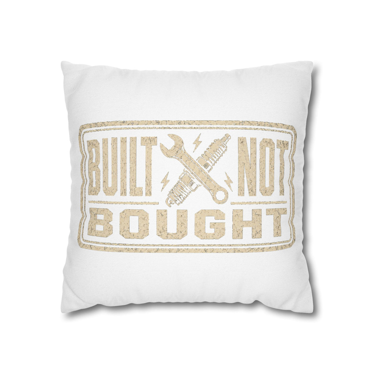 Built Not Bought Pillowcase Milo Bailey Dog Dad Mom — Rustic Mechanic Accent Pillow