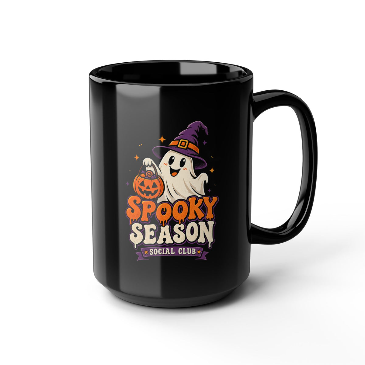 Spooky Season Mug — Halloween Ghost Pumpkin Black Coffee Cup