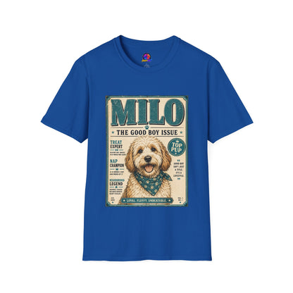 Milo 'The Good Boy Issue' Dog T‑Shirt — Vintage Puppy Magazine Design