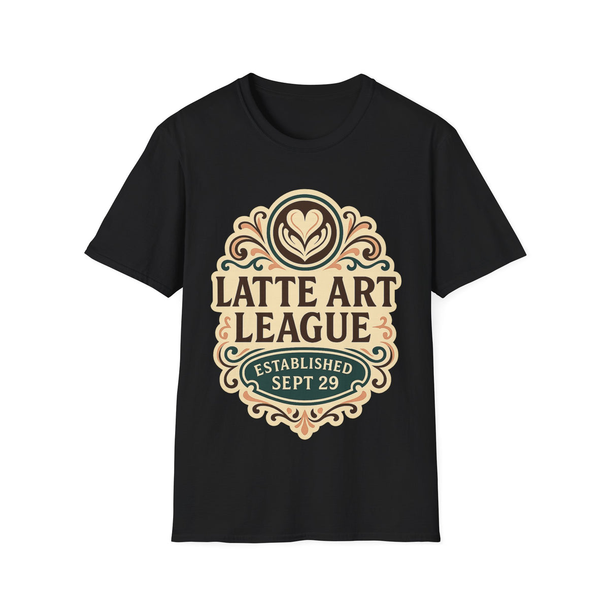 Latte Art League Serving Rituals National Coffee Day Crest T-Shirt - Trending Now - September 2026