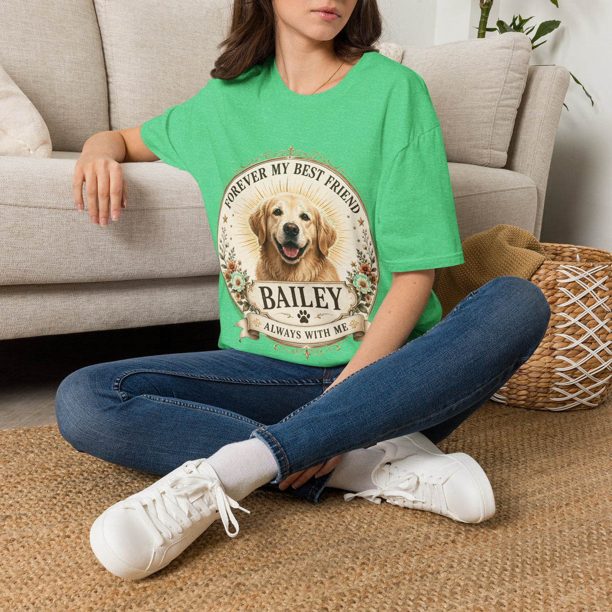 Dog Lover T-Shirt — “Forever My Best Friend” Personalized Golden Retriever Tee