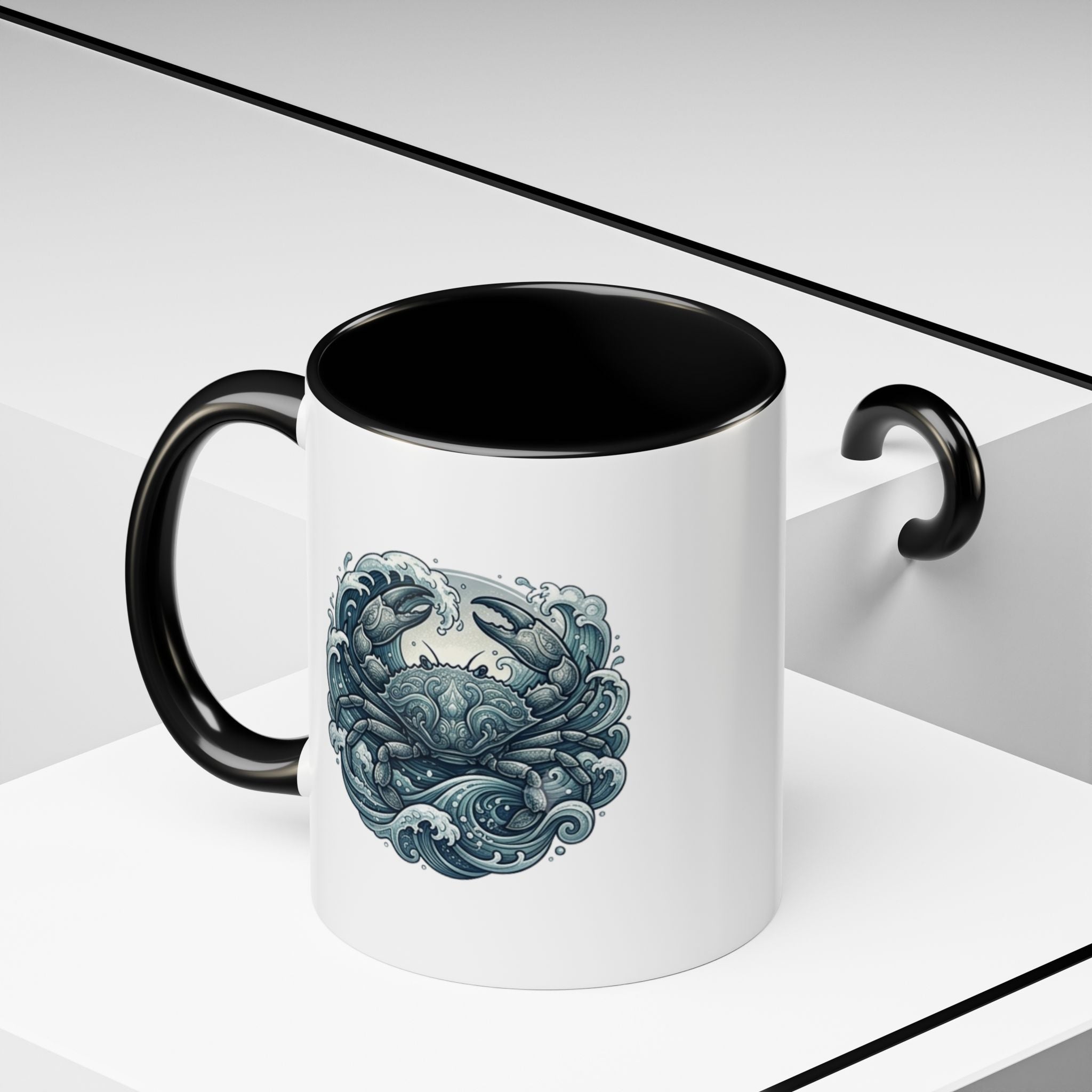 Crab Wave Accent Coffee Mug — Nautical Ocean Art