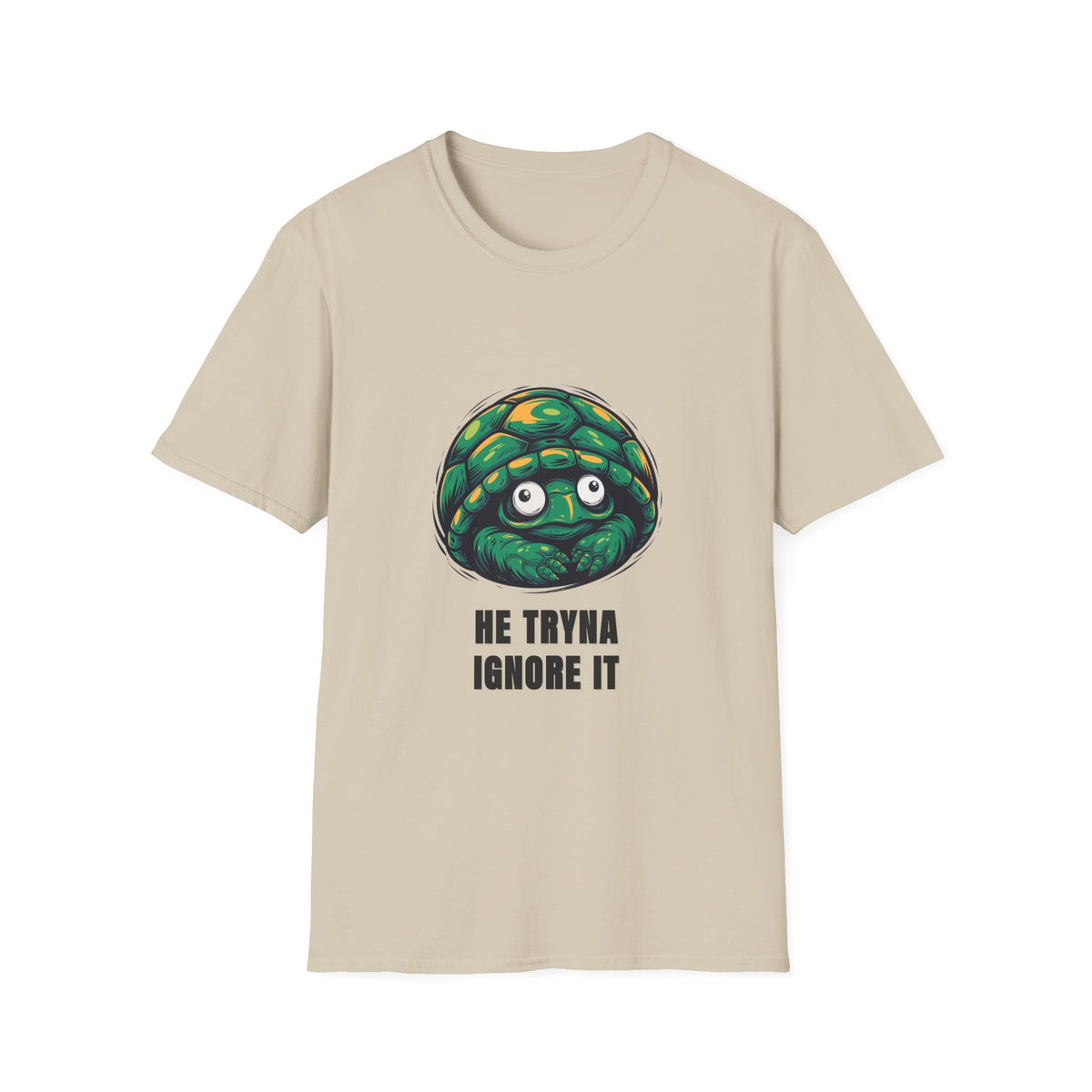 Turtle Peeking T‑Shirt — "He Tryna Ignore It" Cute Cartoon Tee - Trending Now - August 2026