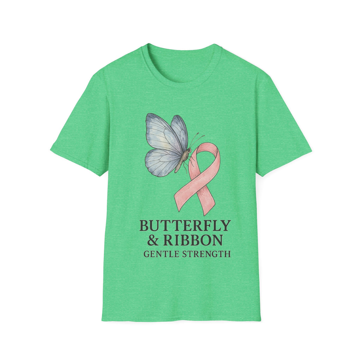 Butterfly and Ribbon Gentle Strength Graphic Tee, Pink Ribbon Breast Cancer T-Shirt - Trending Now - September 2026