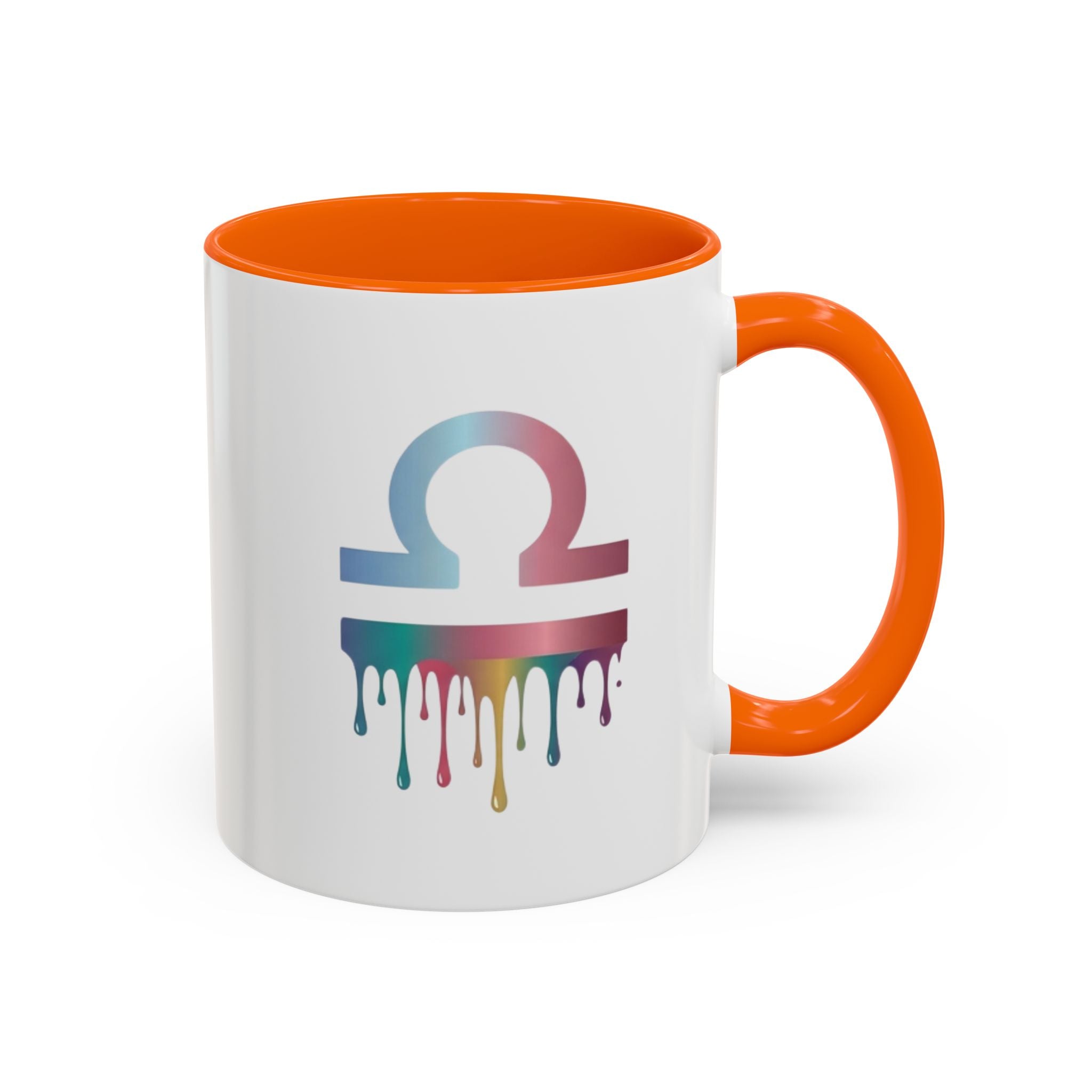 Libra Drip Accent Coffee Mug — Zodiac Symbol Rainbow Design
