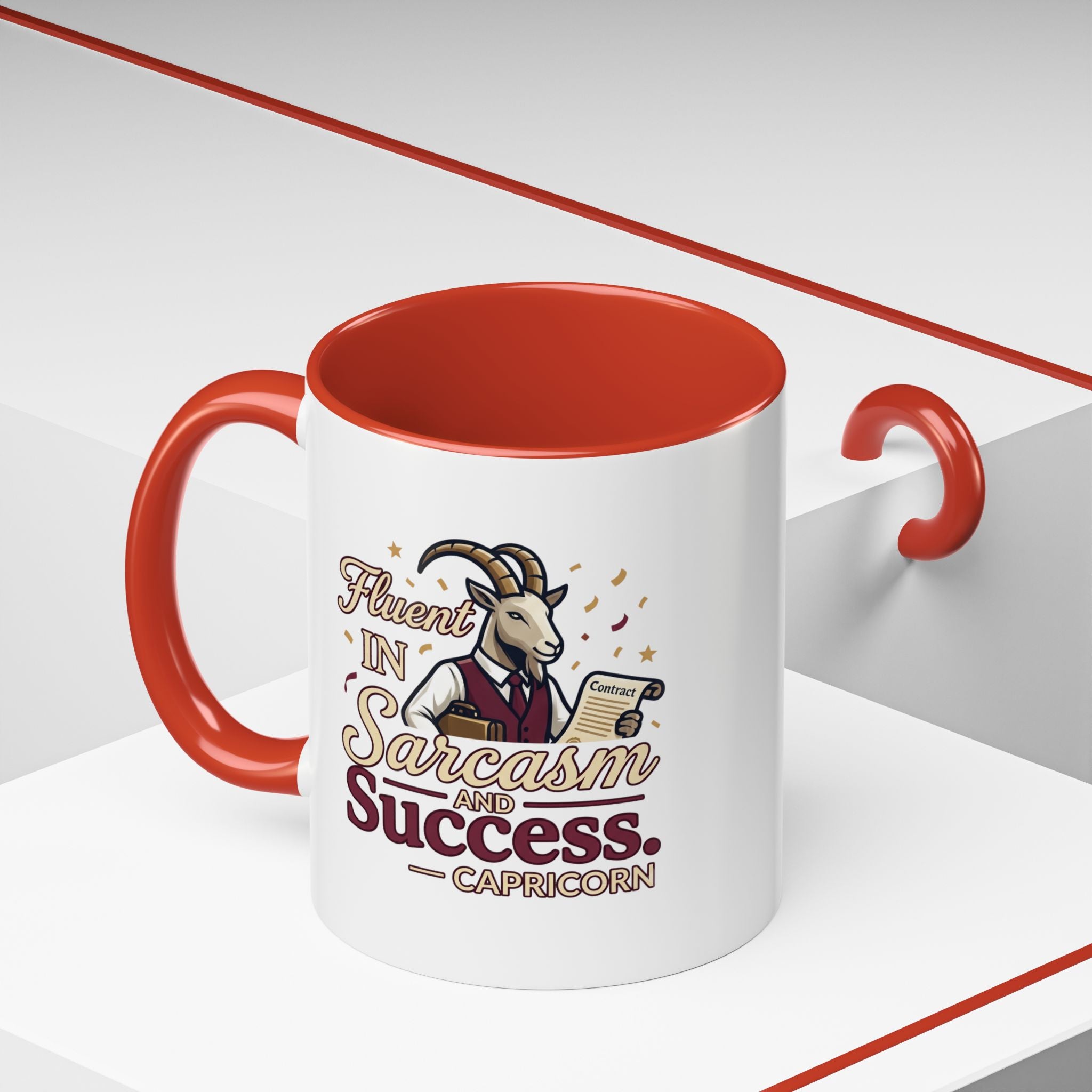 Capricorn Coffee Mug — "Fluent in Sarcasm and Success" Accent Mug