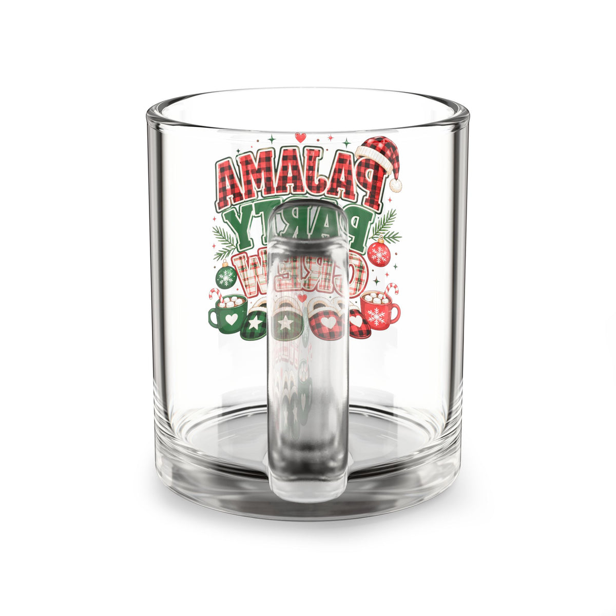 Christmas Glass Mug 10 oz Pajama Party Crew Glass Mug - 10oz Holiday Pajama Party Coffee Cup