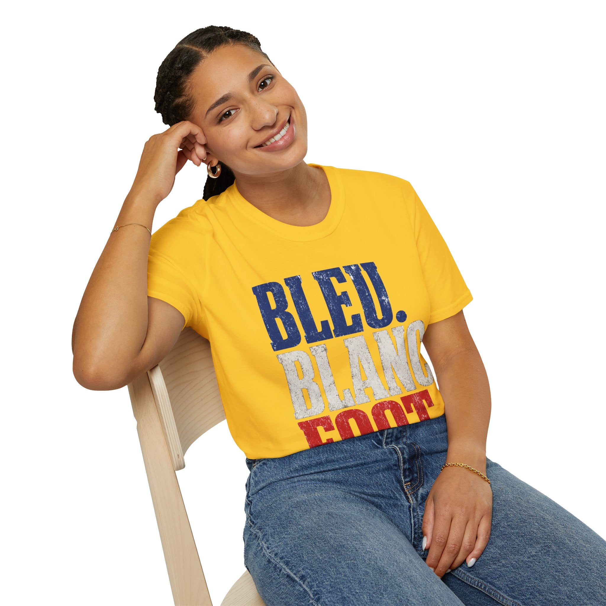 France T-Shirt — Bleu Blanc Foot Vintage French Flag Soccer Graphic Tee