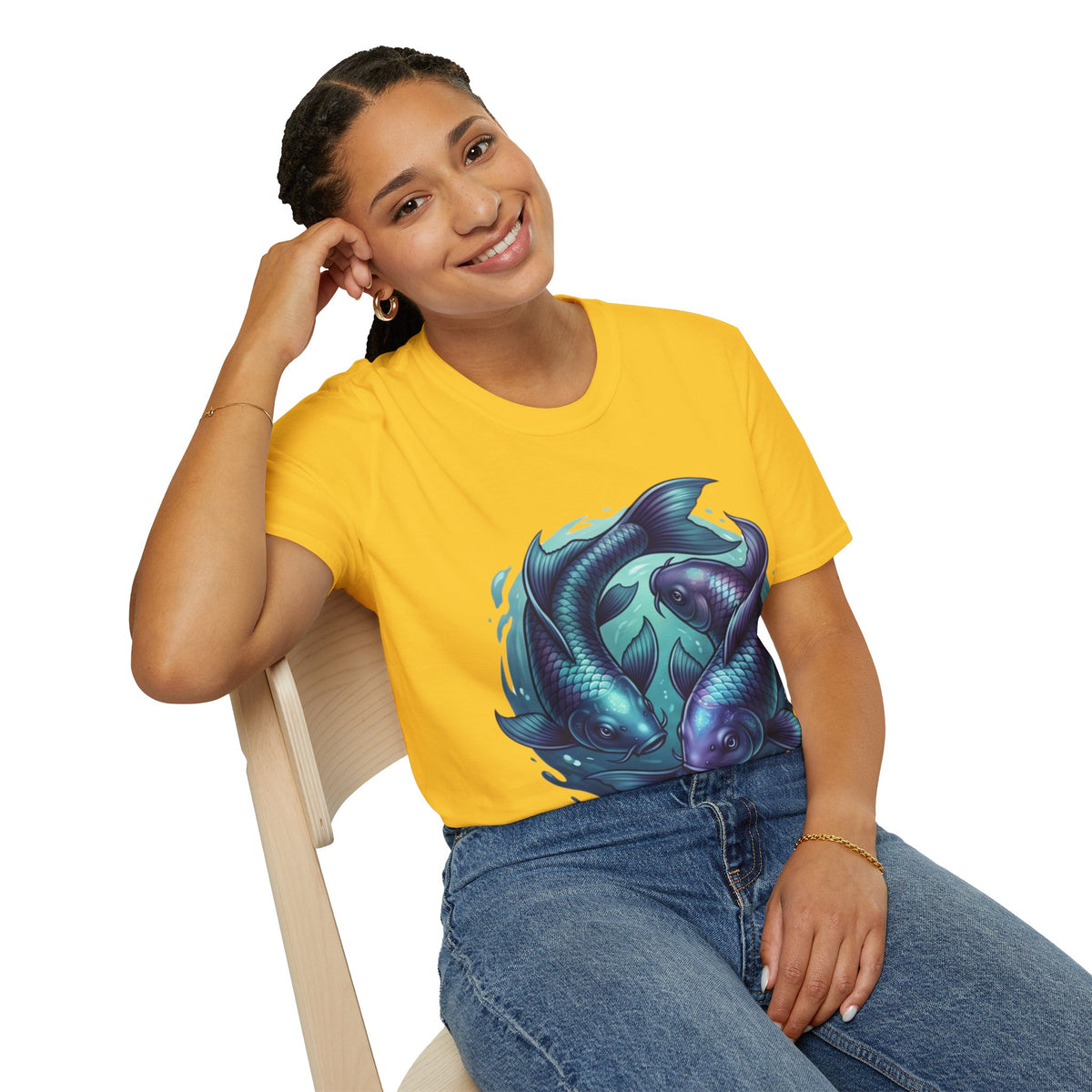Pisces Zodiac Koi Fish Tee — Yin Yang Aquatic Graphic T-Shirt