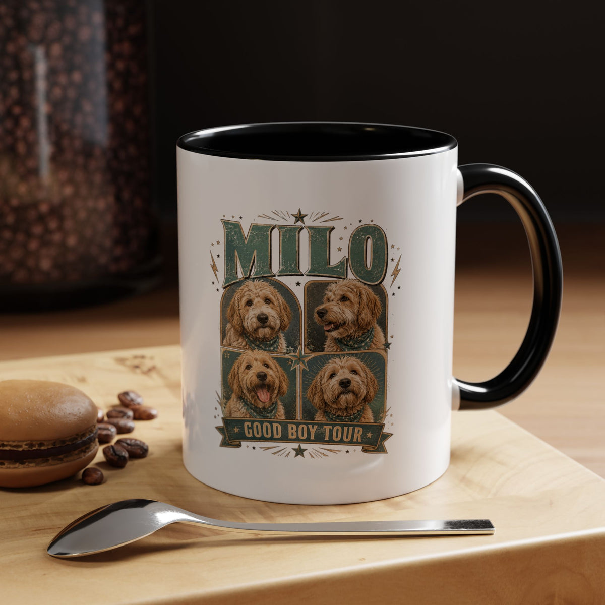 Milo Bailey Dog Dad Mom Milo 'Good Boy Tour' Accent Coffee Mug – Personalized Dog Lover Gift