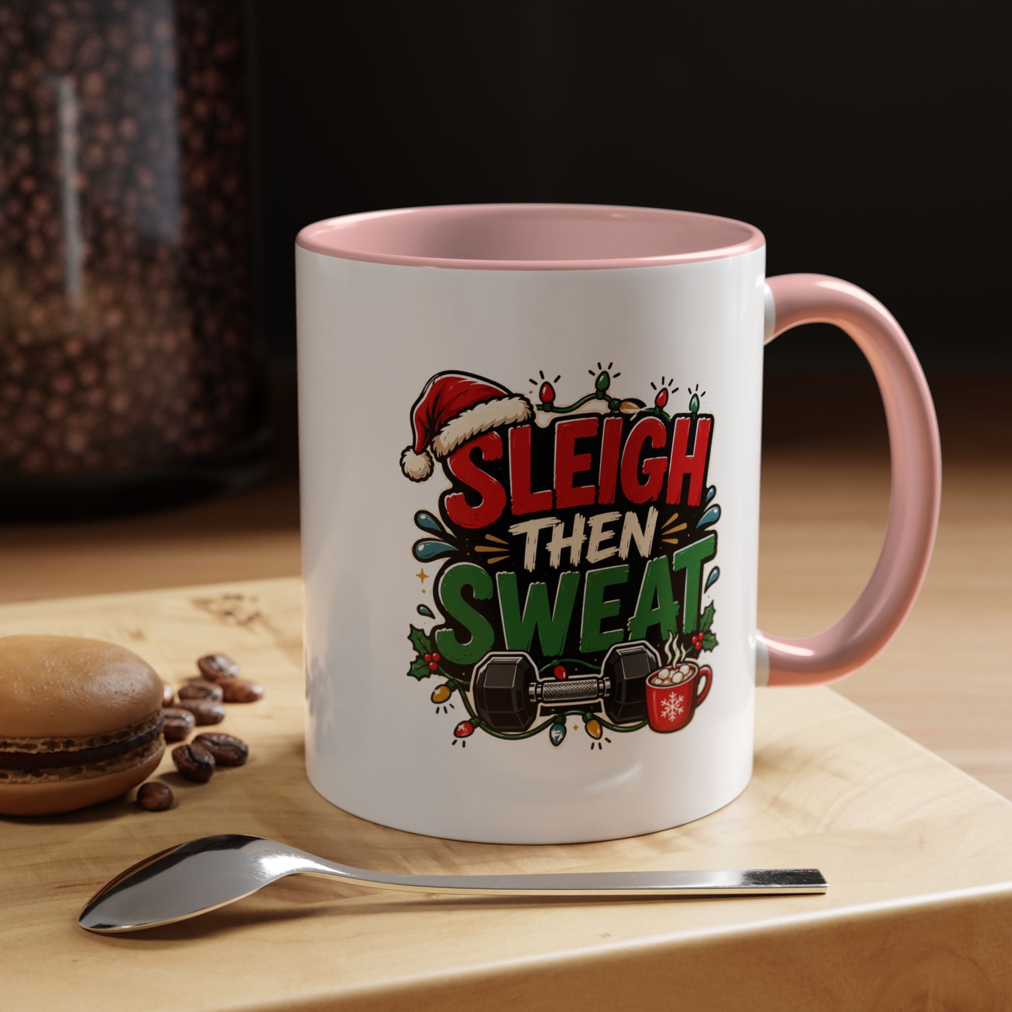 Modern Day Christmas Sleigh Then Sweat Coffee Mug — Festive Gym Motivational Holiday Gift