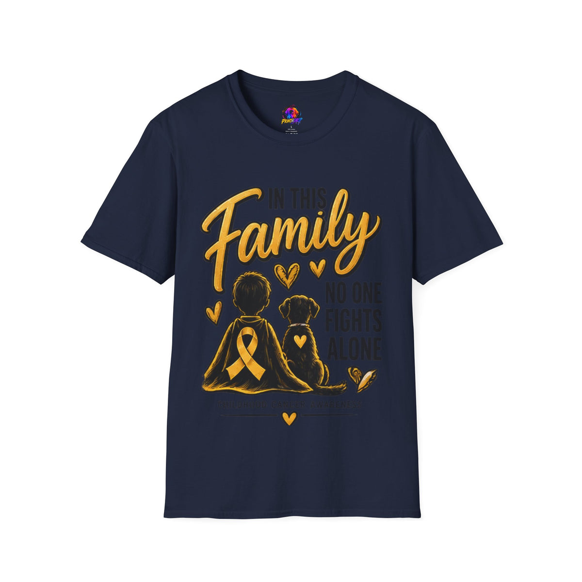 Childhood Cancer Awareness T-Shirt — "In This Family No One Fights Alone"