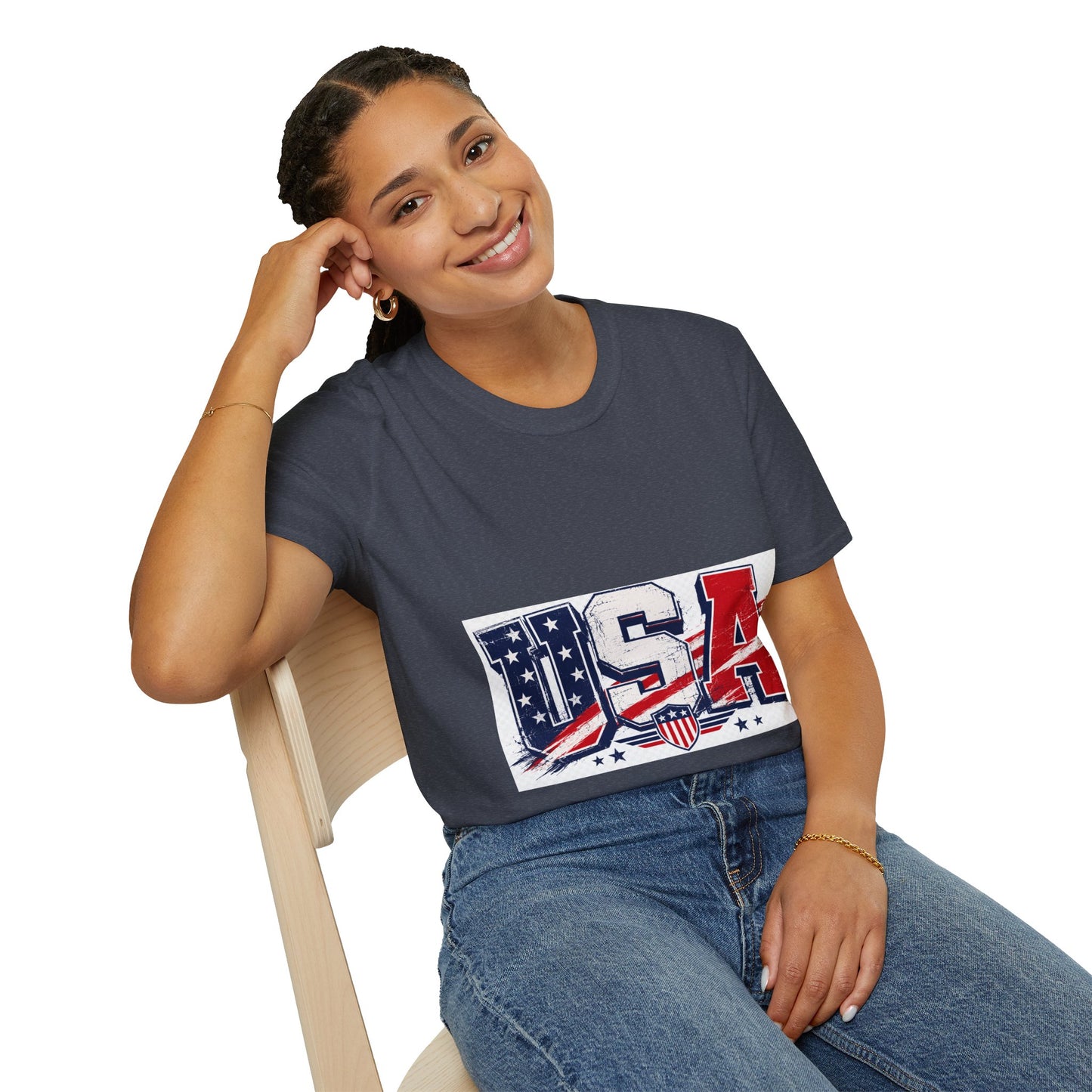 USA Flag Graphic T-Shirt — Patriotic Red White & Blue Tee