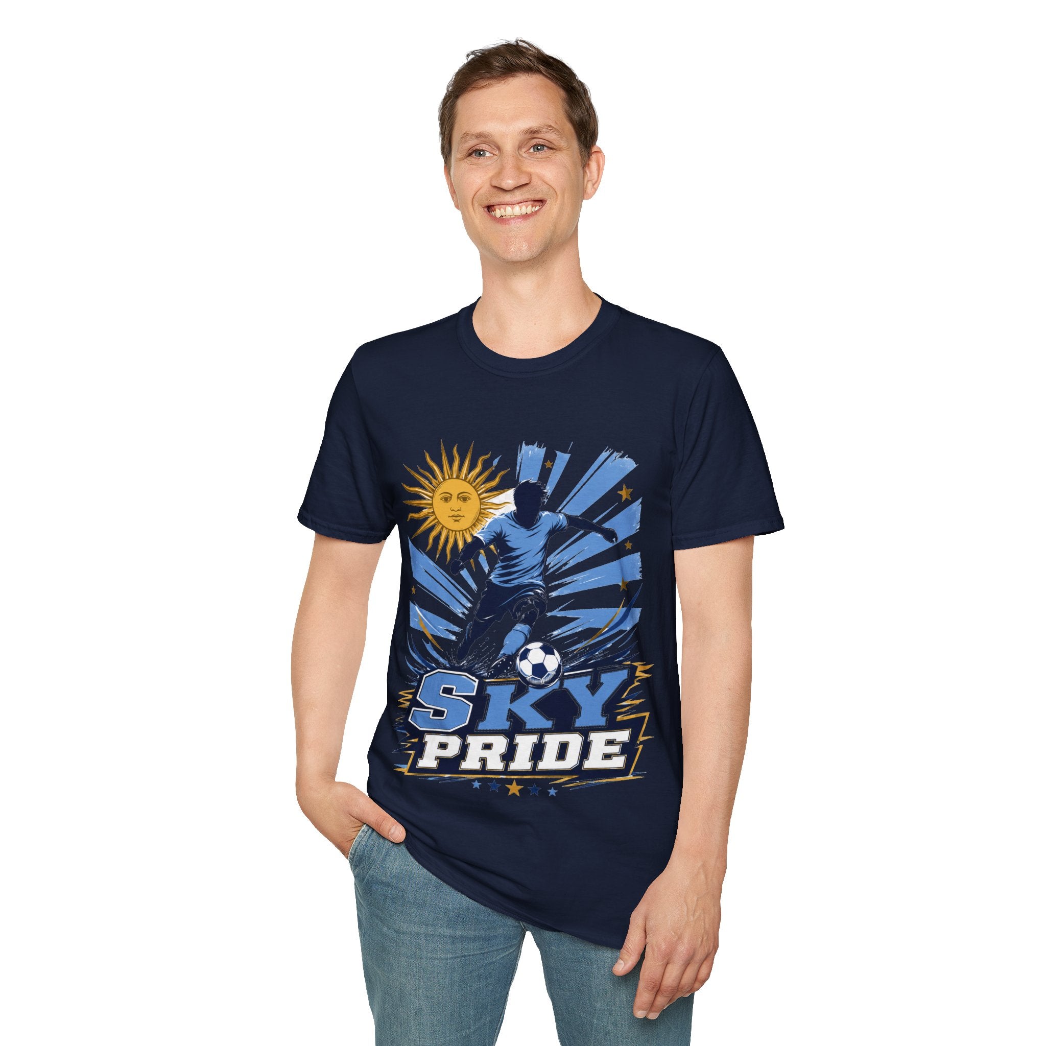 Uruguay Soccer Sky Pride T-Shirt — Argentina Sun Football Graphic Tee