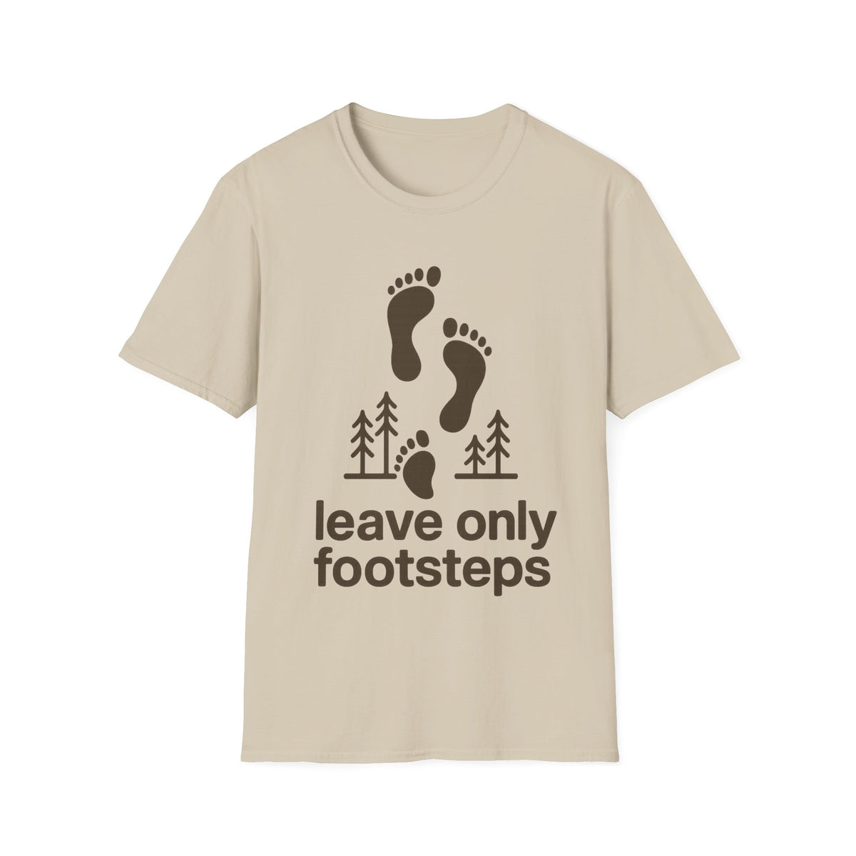 "Leave Only Footsteps" Minimalist Outdoor Graphic Tee - Aesthetic Eco Friendly Nature White T-Shirt - Trending Now - September 2026