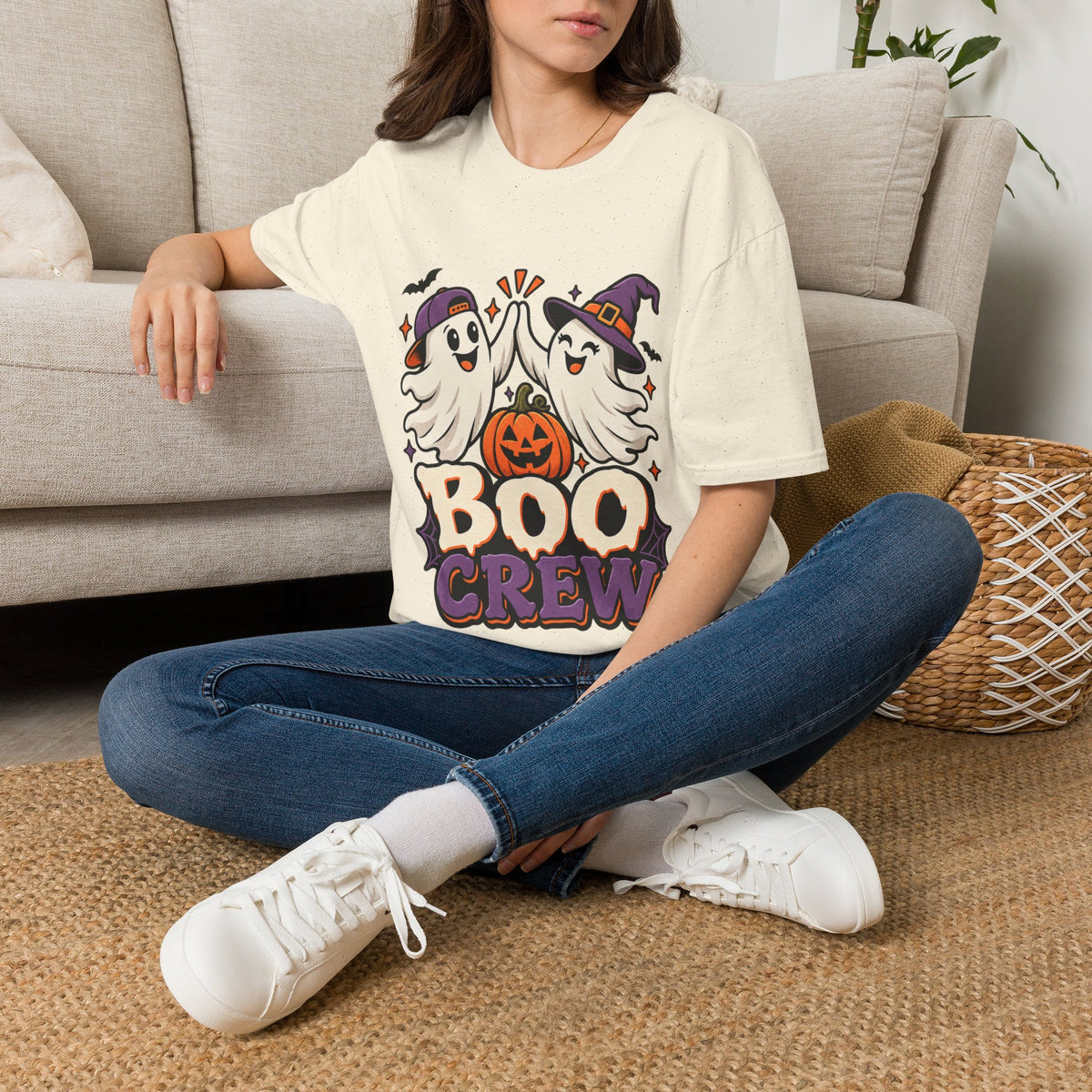 Boo Crew Halloween T-Shirt — Cute Ghosts & Pumpkin Graphic