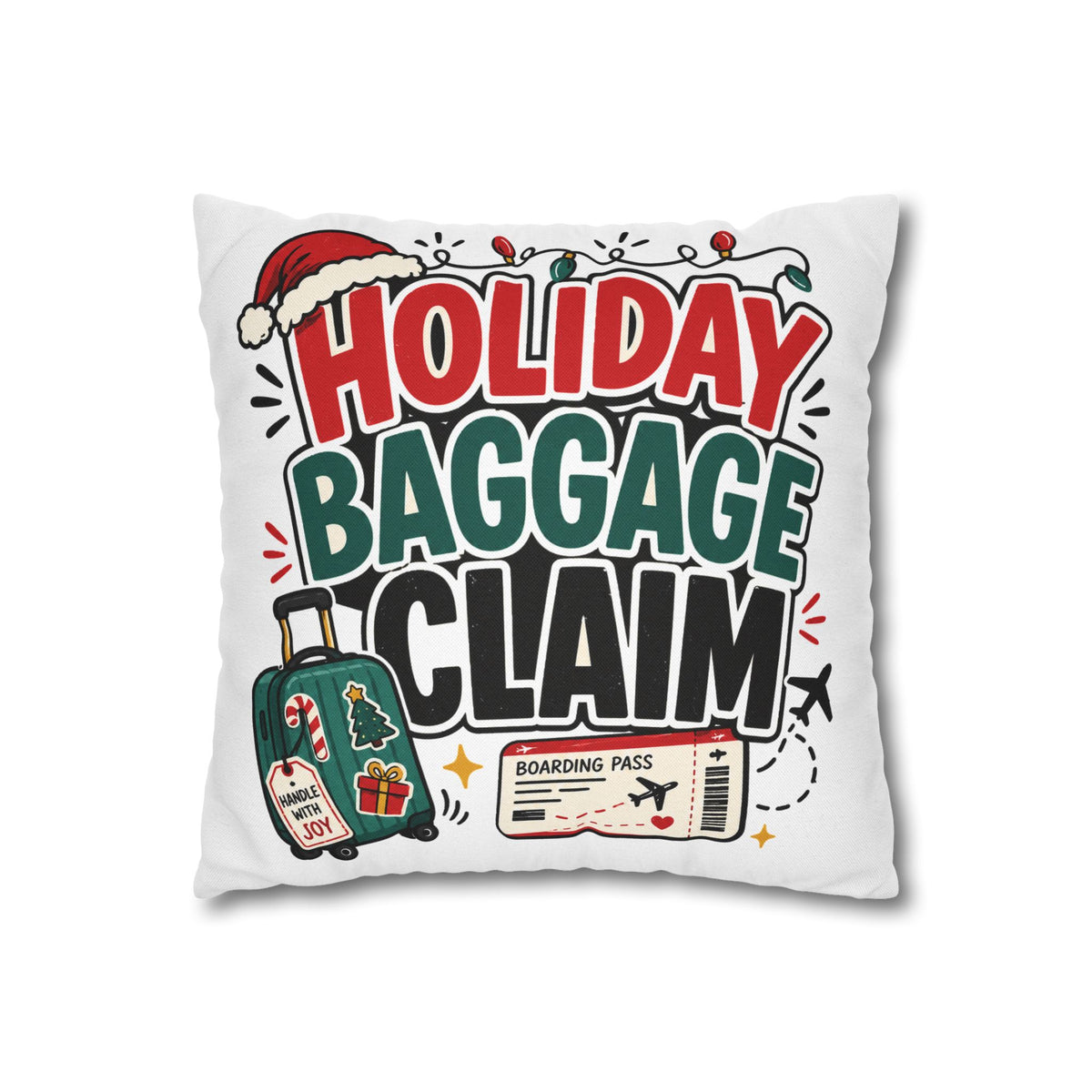 Holiday Baggage Claim Pillowcase Modern Day Christmas  - Funny Christmas Travel Decorative Throw Pillowcase