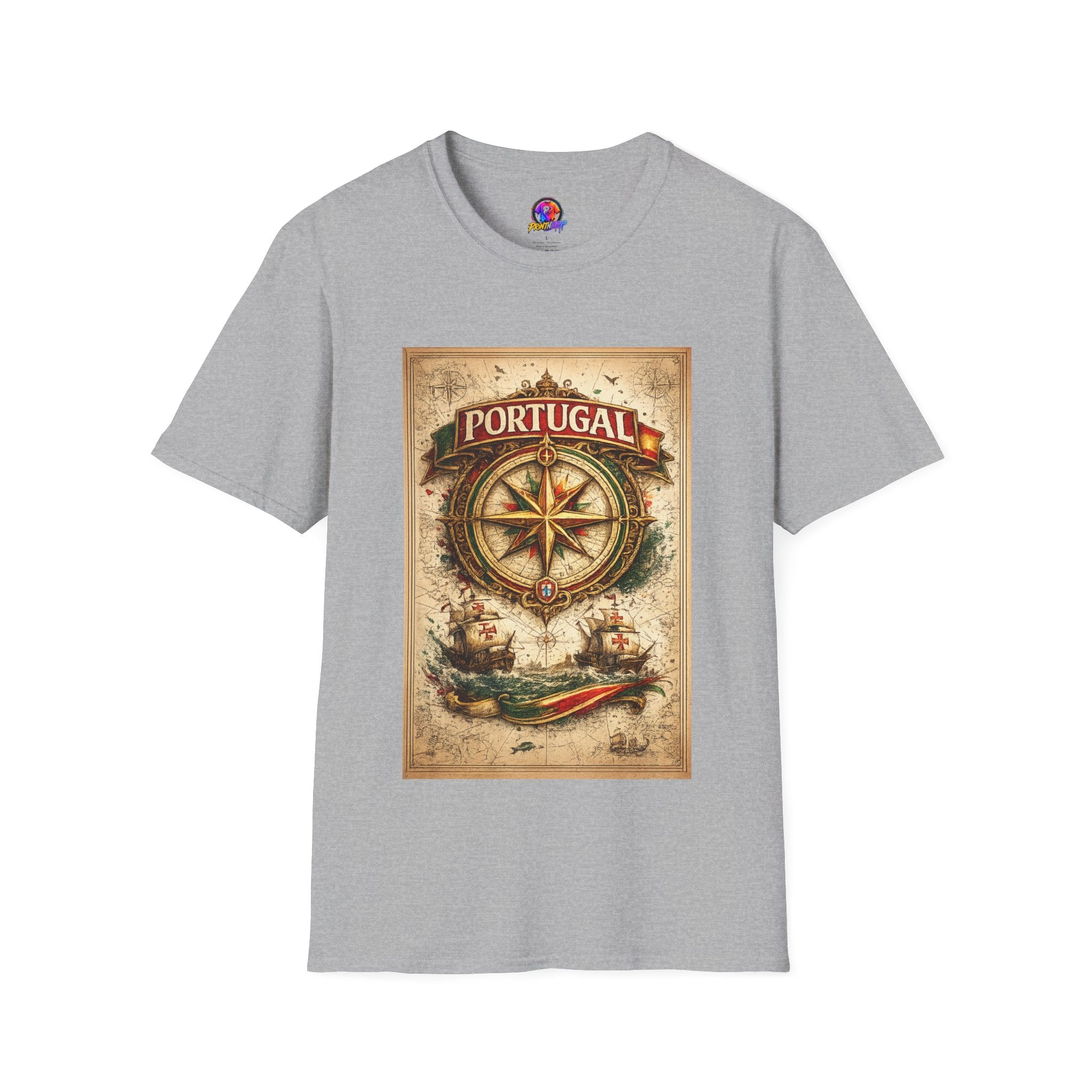 Portugal Compass T‑Shirt — Vintage Nautical Travel Tee