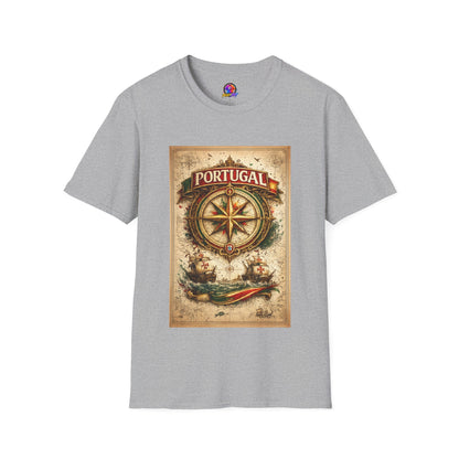 Portugal Compass T‑Shirt — Vintage Nautical Travel Tee