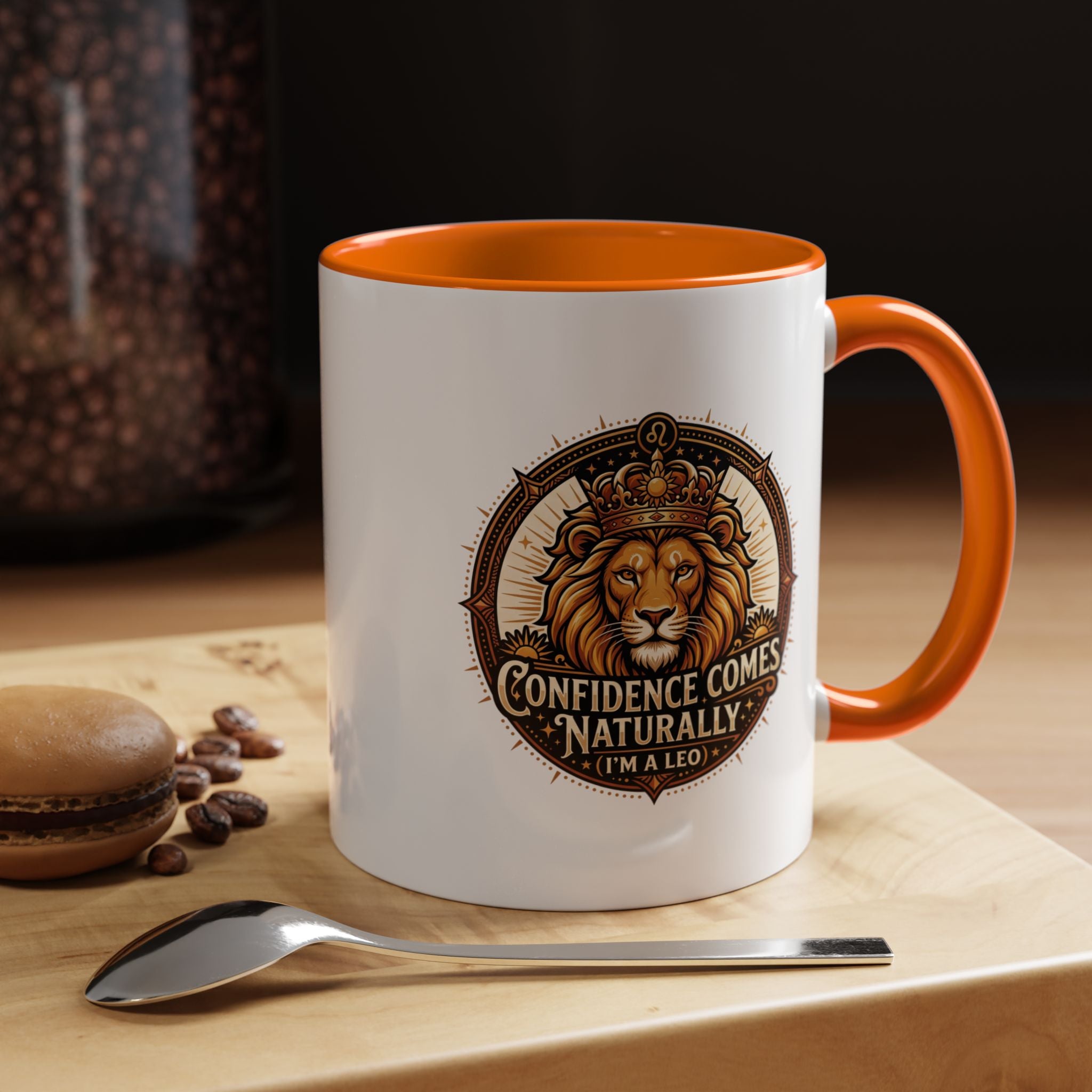 Lion Zodiac Coffee Mug - "Confidence Comes Naturally" Accent Mug (11/15oz)