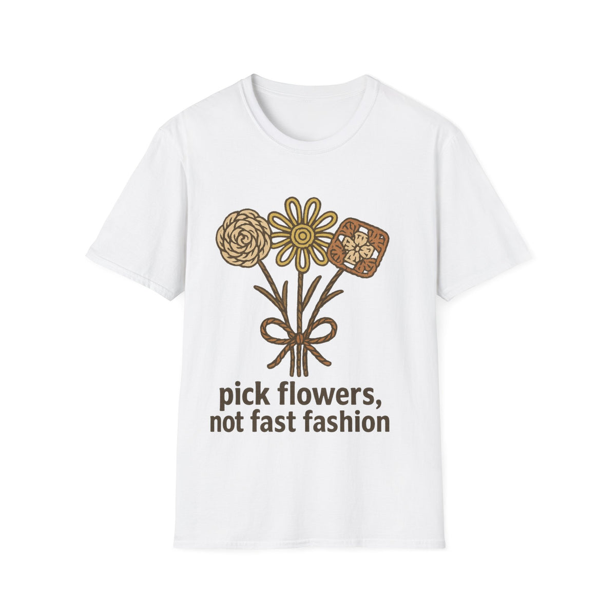 "Pick Flowers Not Fast Fashion" Eco Tee | Botanical Sustainable T-Shirt - Trending Now - September 2026