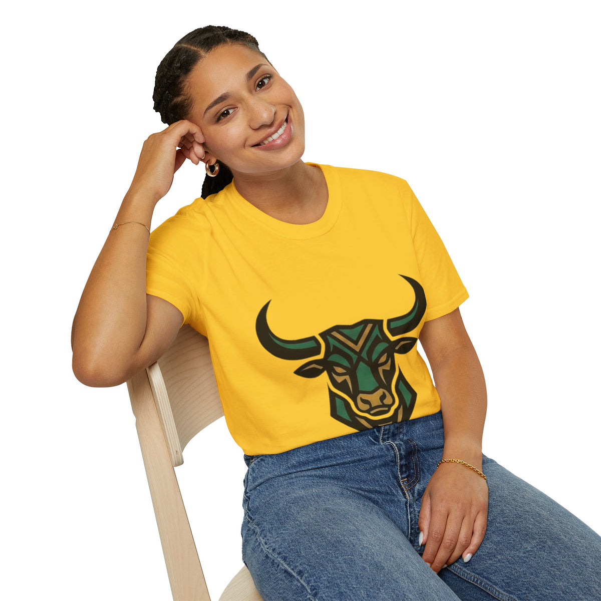 Taurus Bull Head T-Shirt — Geometric Tribal Bull Graphic Tee