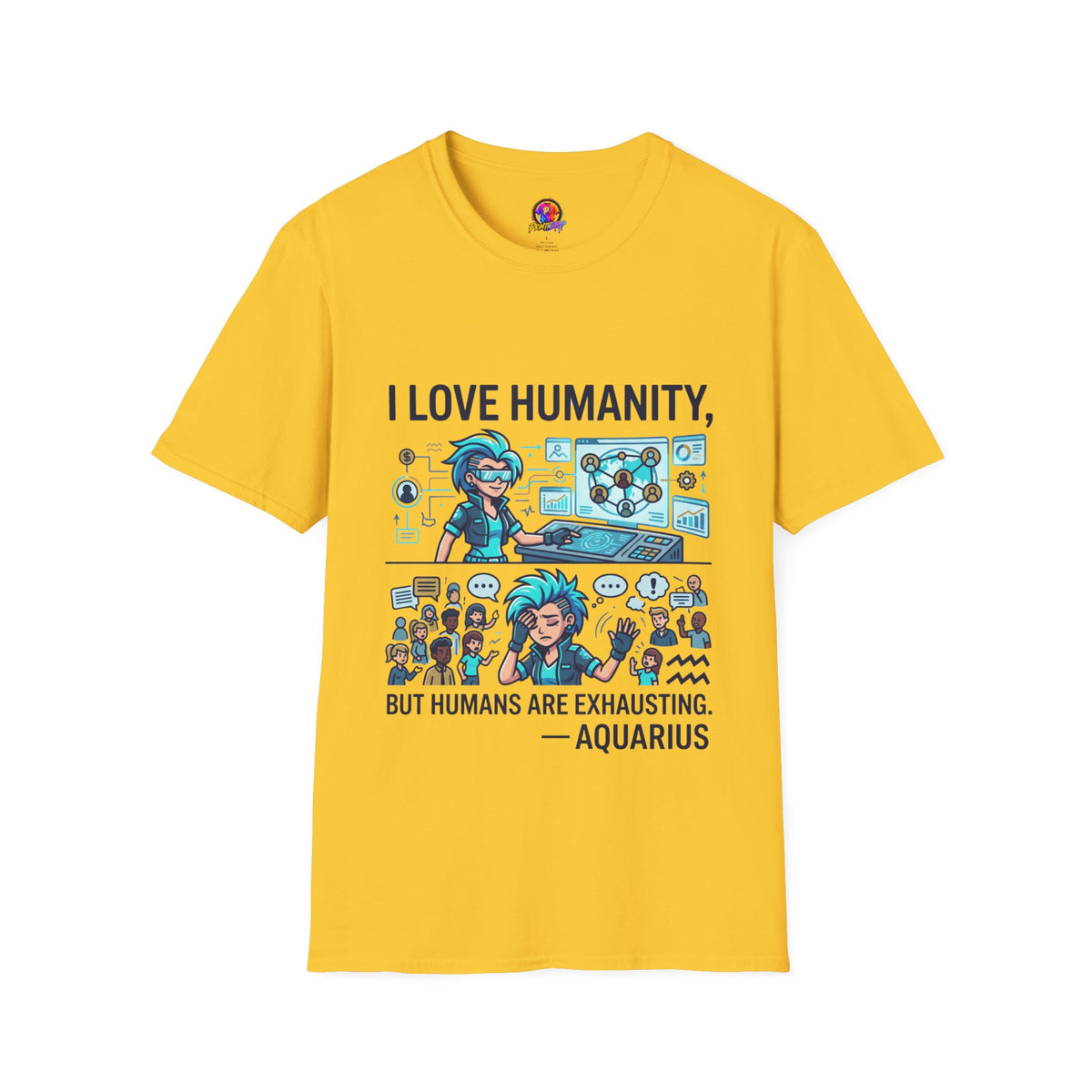 Aquarius Zodiac I Love Humanity T-Shirt — Funny Aquarist Marine Biologist Tee