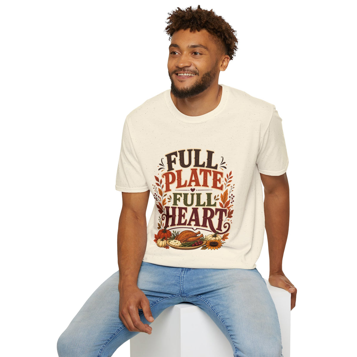 Thanksgiving T-Shirt - "Full Plate Full Heart" Fall Harvest Tee