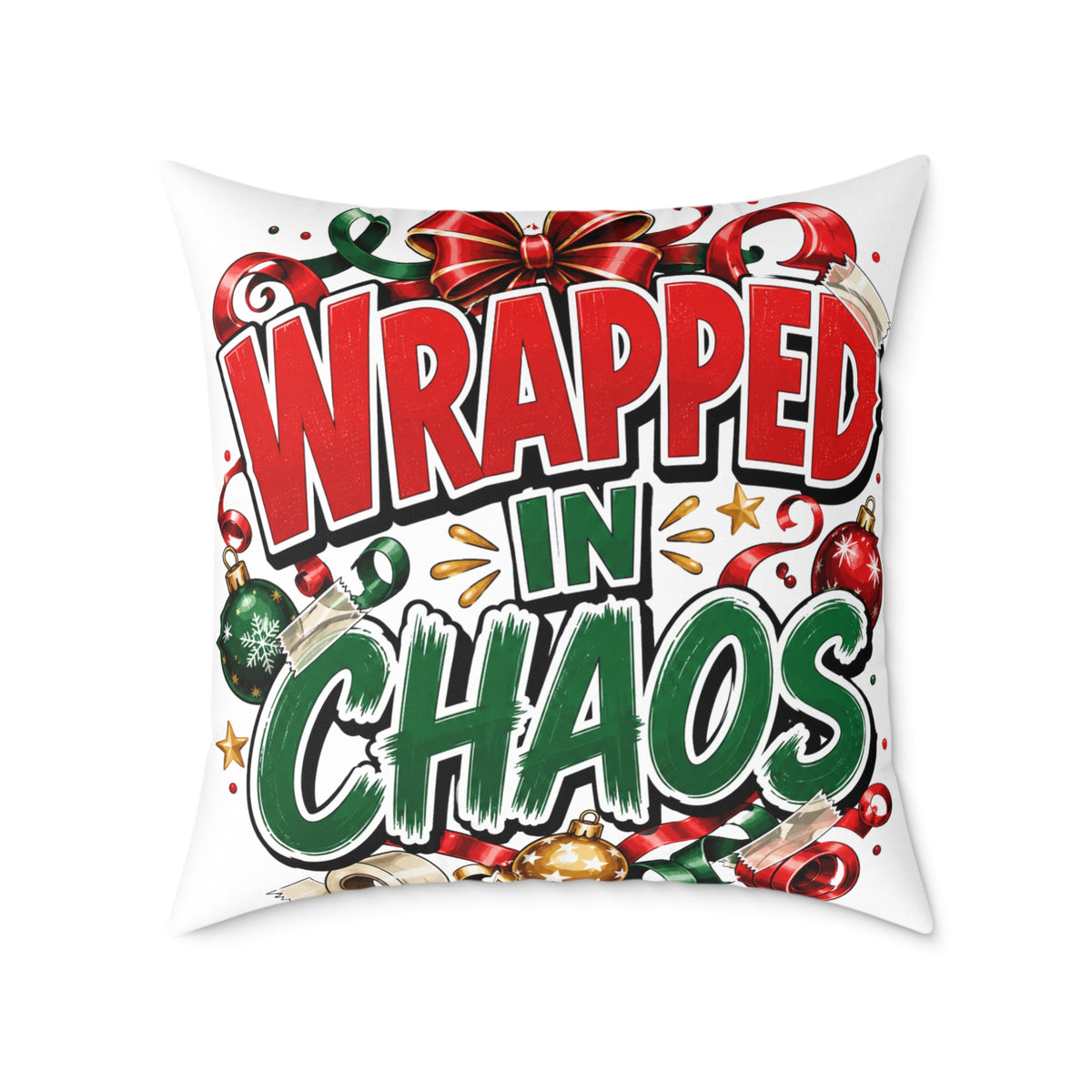 Christmas Wrapped in Chaos Holiday Throw Pillow