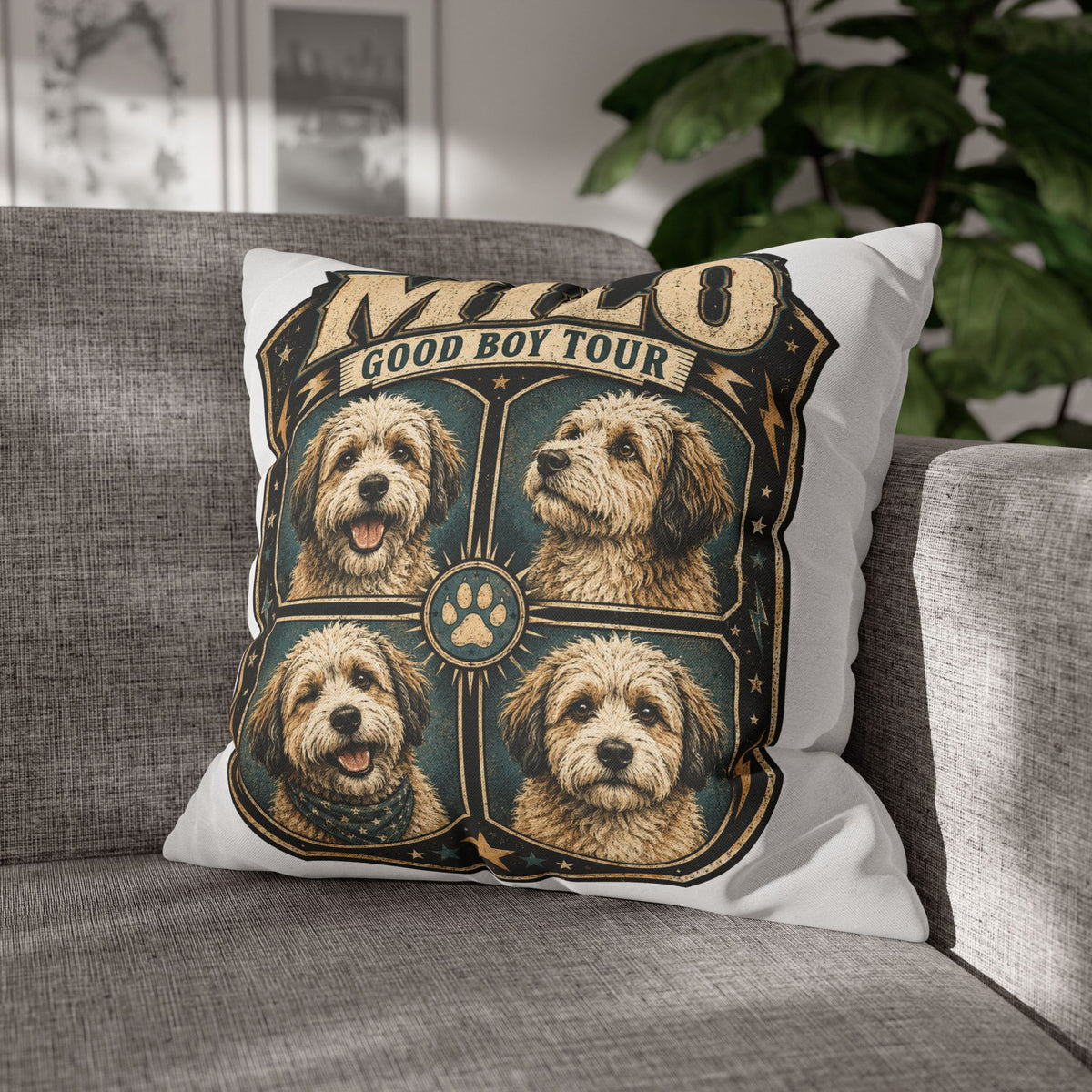Milo "Good Boy Tour" Decorative Pillowcase Milo Bailey Dog Dad Mom