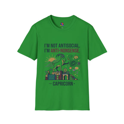 Capricorn T-Shirt — "I'm Not Antisocial, I'm Anti-Nonsense" Zodiac Tee