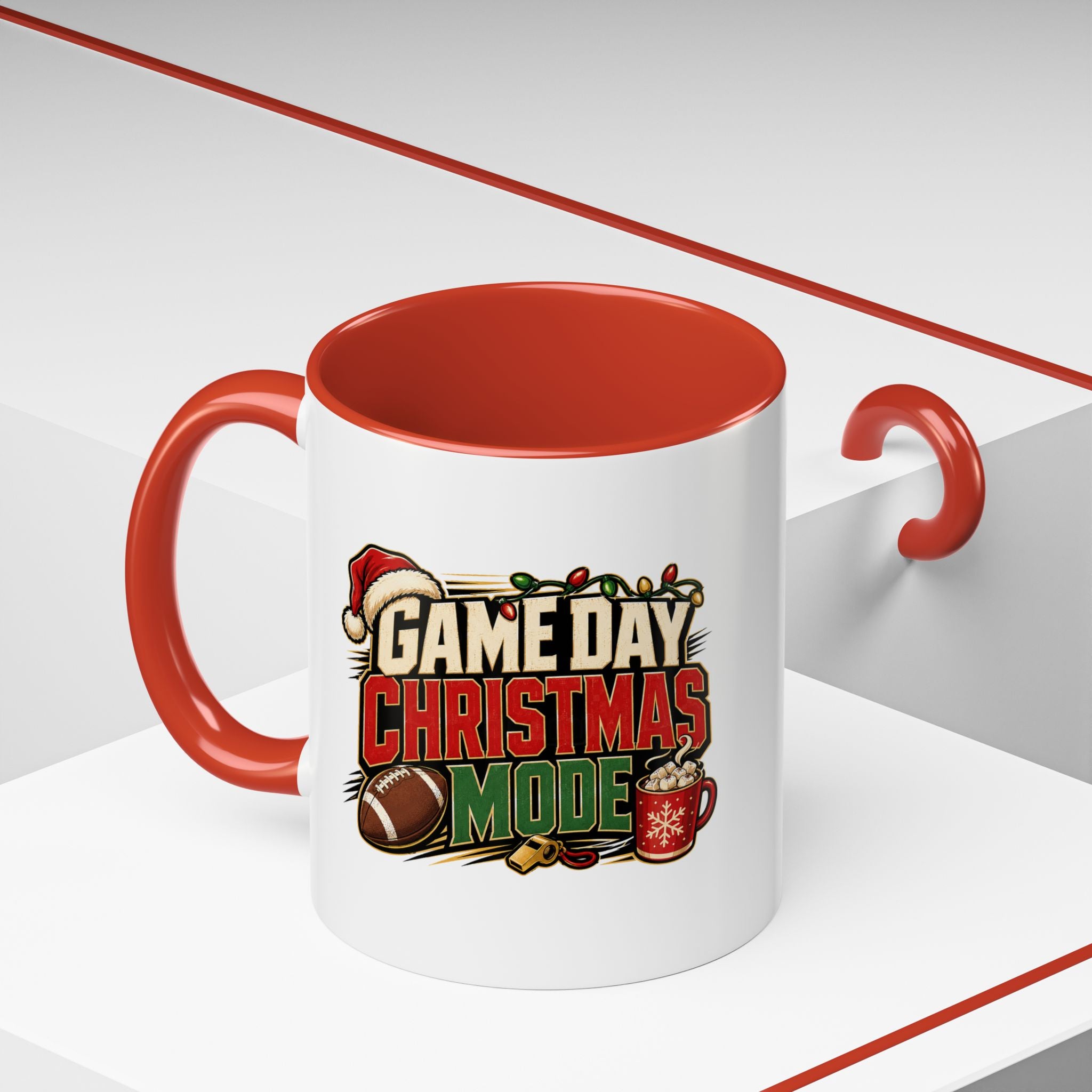 Modern Day Christmas Game Day Christmas Mode Coffee Mug - Holiday Football Mug (11/15oz)