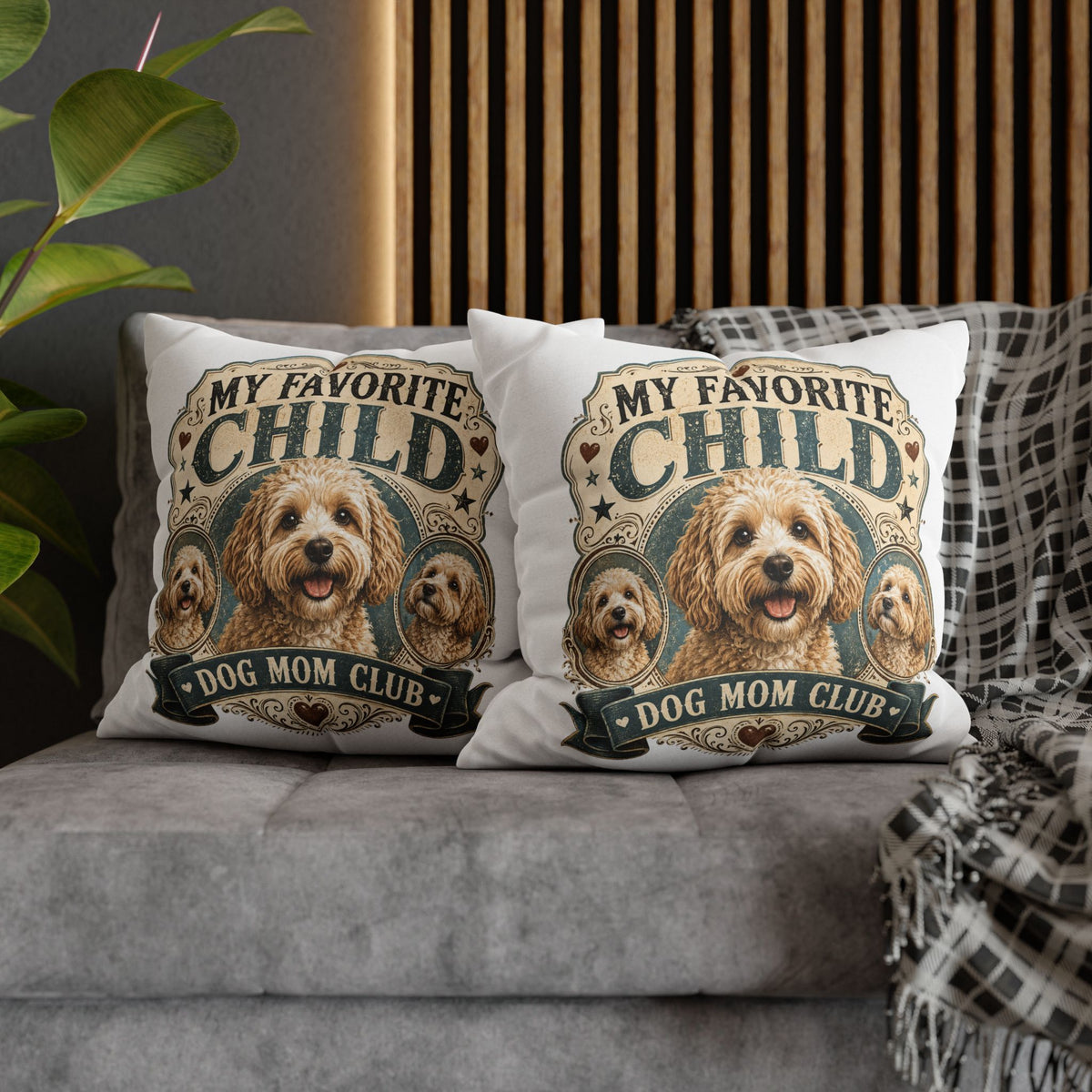 My Favorite Child Dog Mom Club Pillowcase Milo Bailey Dog Dad Mom — Cute Dog Mom Decorative Pillow