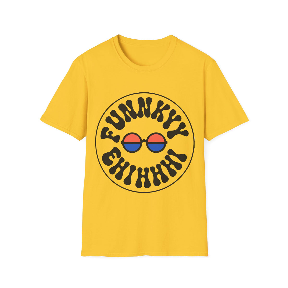 Funky Circle Graphic T-Shirt — Retro Smiley Sunglasses Tee - Trending Now - August 2026