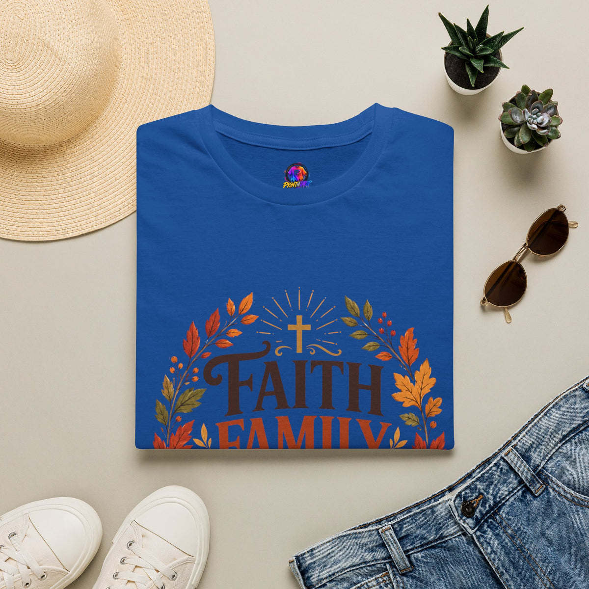 Thanksgiving T-Shirt Faith Family Thanks T-Shirt — Fall Pumpkin Thanksgiving Christian Tee
