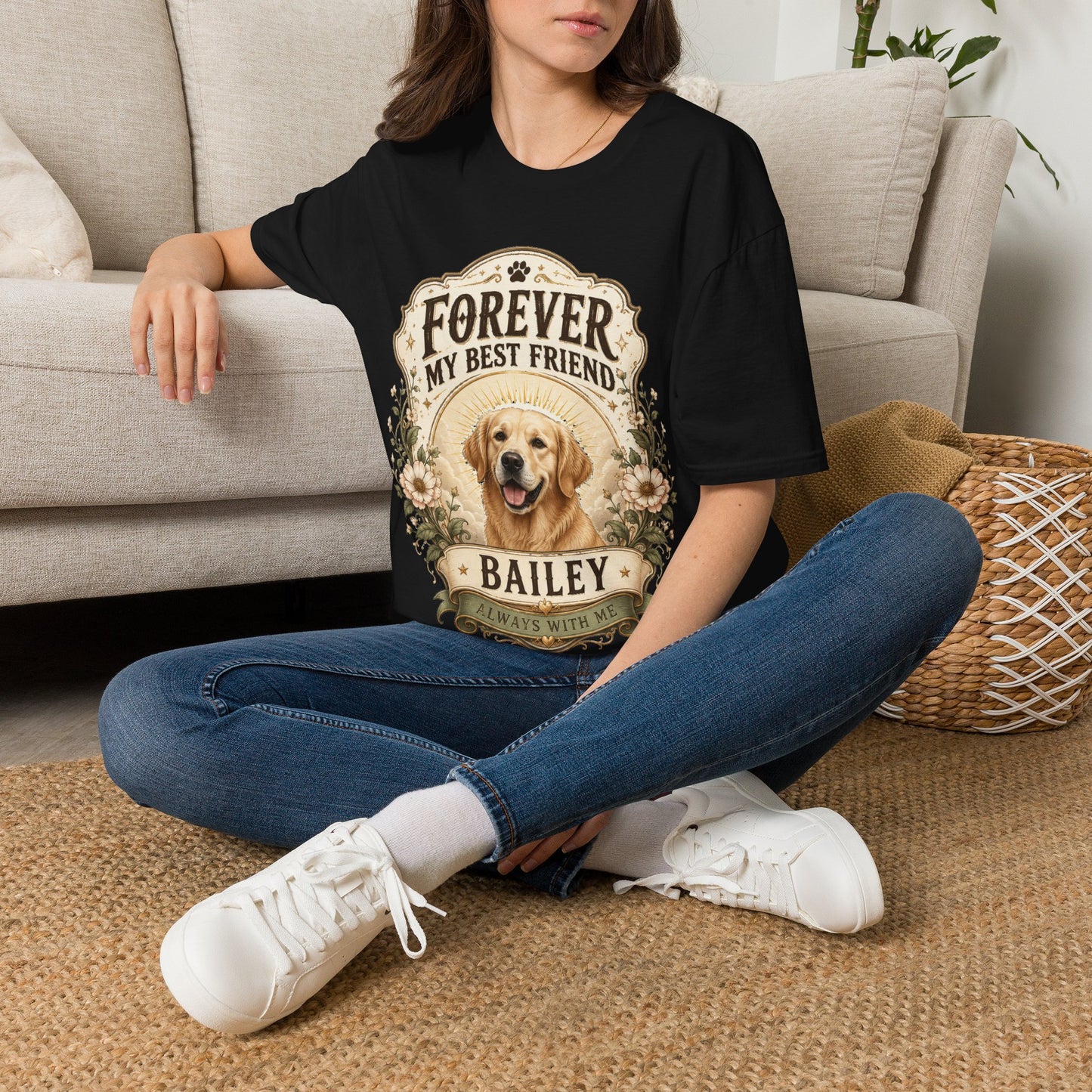 Dog Memorial T-Shirt — "Forever My Best Friend" Personalized Pet Tribute Tee