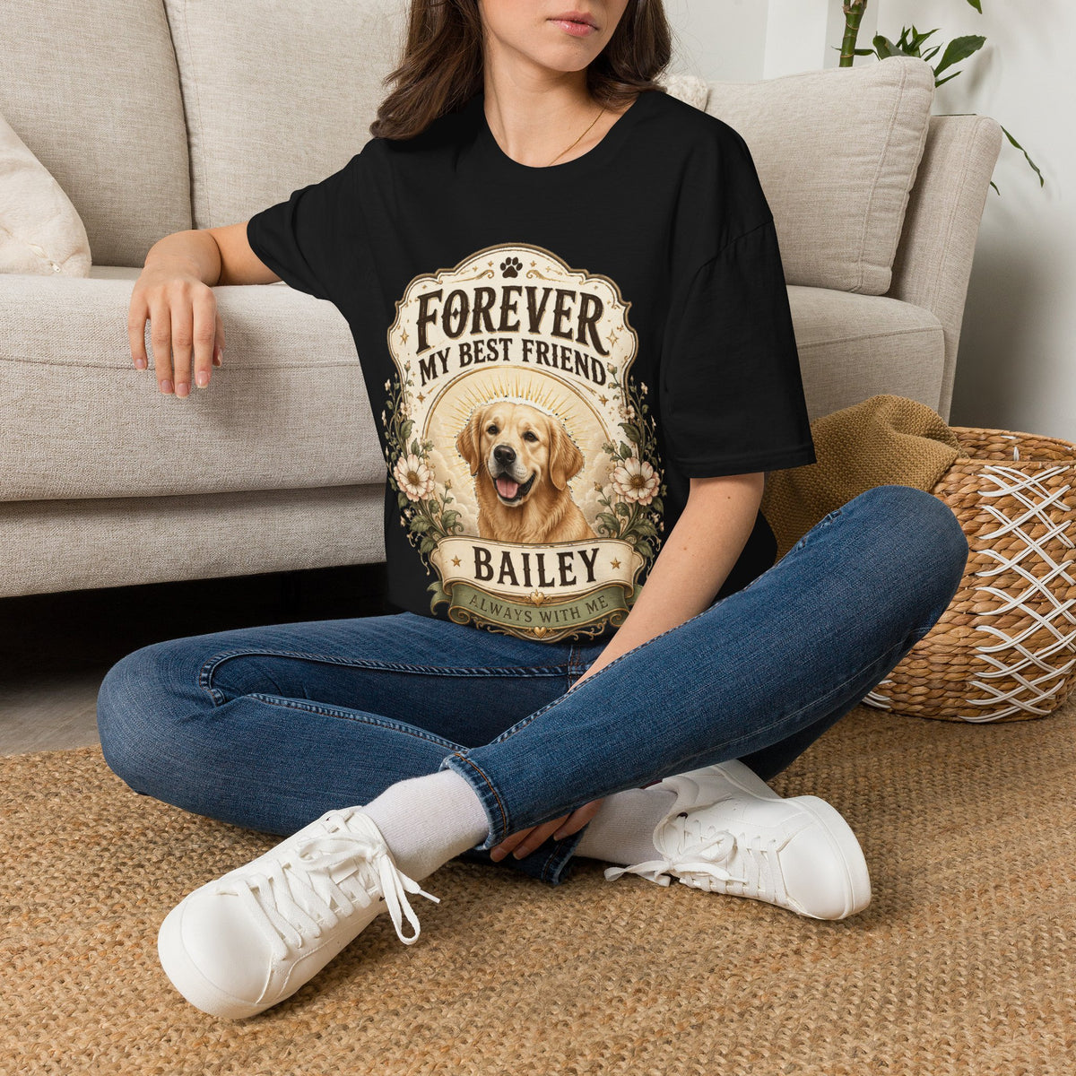 Dog Memorial T-Shirt — "Forever My Best Friend" Personalized Pet Tribute Tee