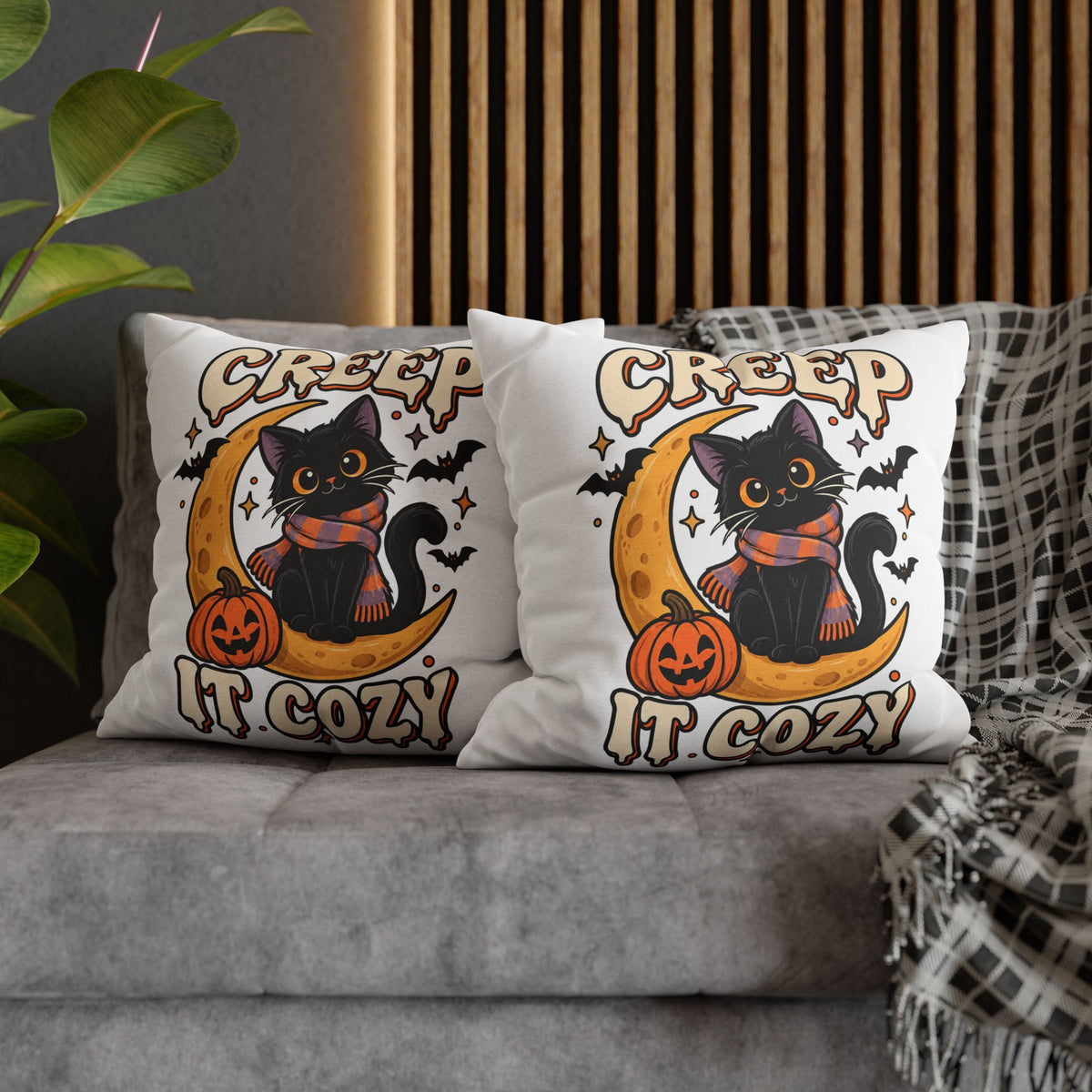 Creep It Cozy Halloween Cat Pillowcase