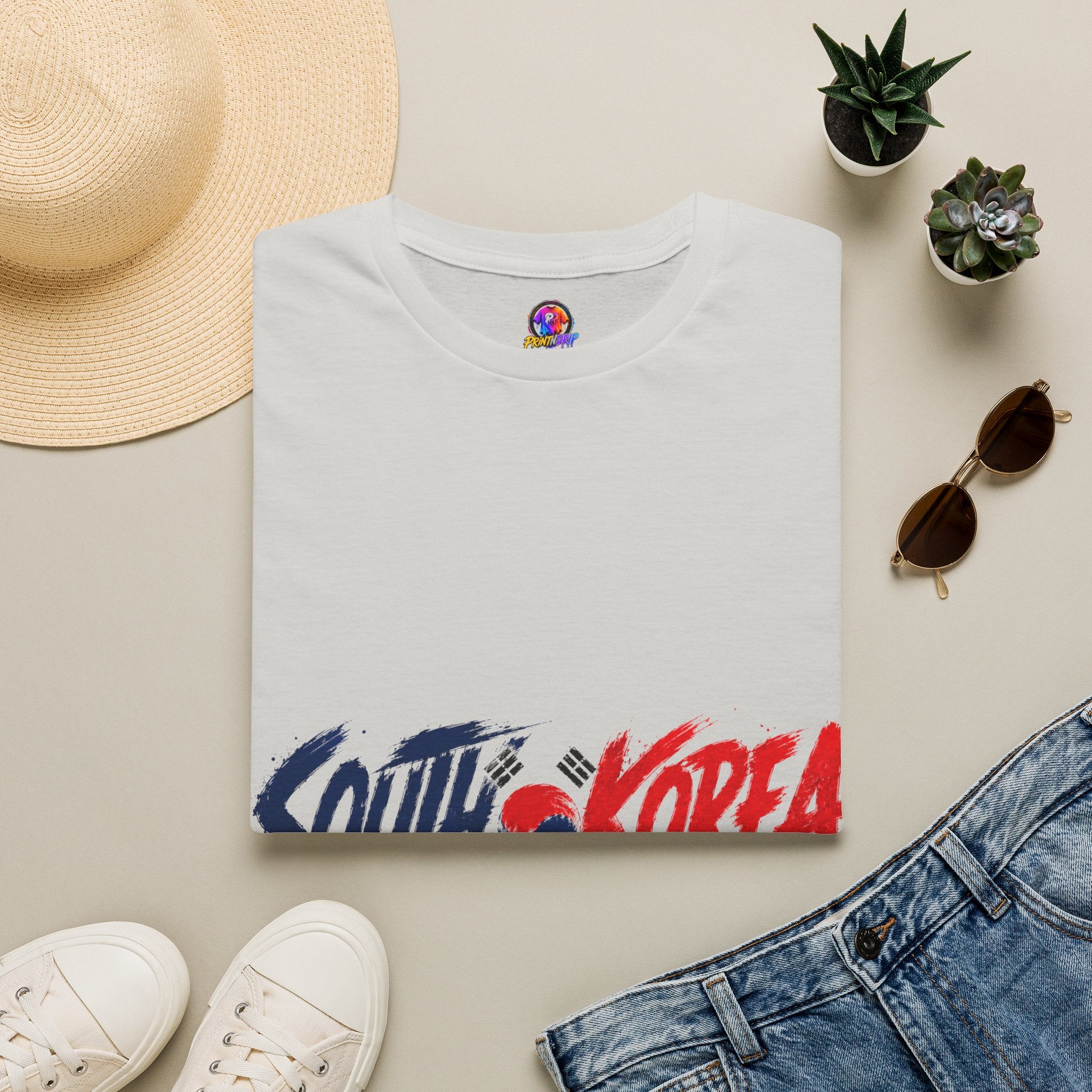South Korea Flag Brushstroke T-Shirt — Patriotic Korean Travel Tee