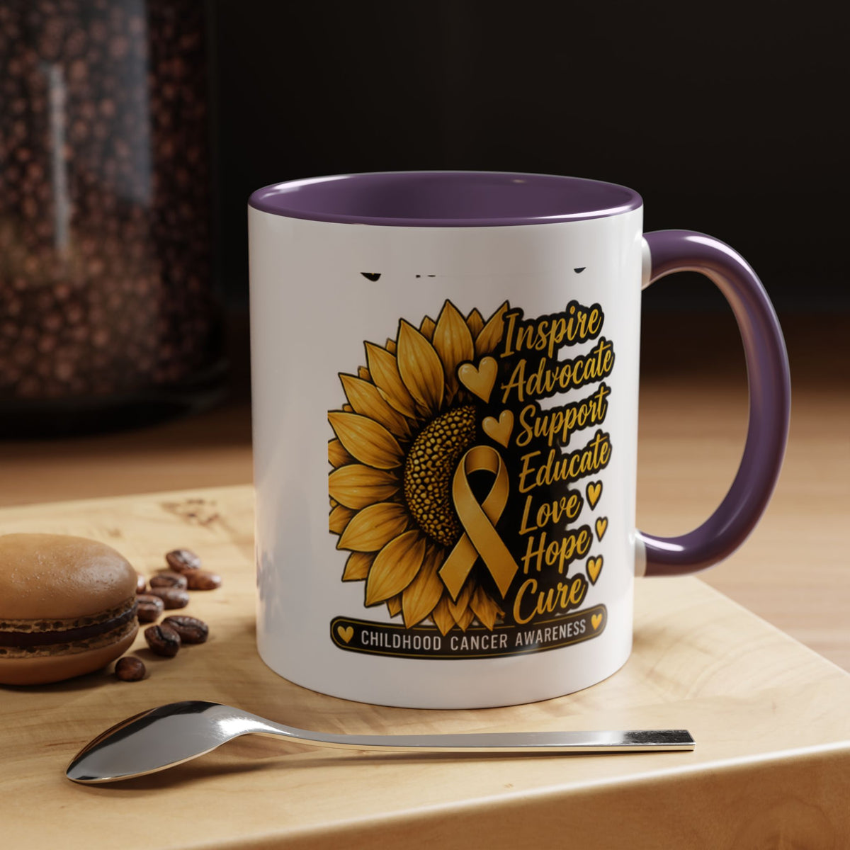 Childhood Cancer Awareness Sunflower Accent Coffee Mug (11/15oz)
