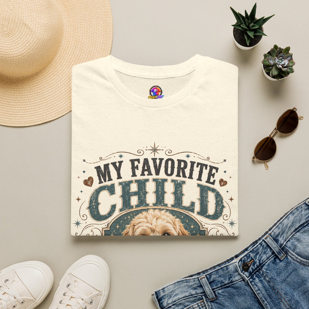 My Favorite Child Dog Mom T-Shirt — Cute Doodle Portrait Pet Lover Tee