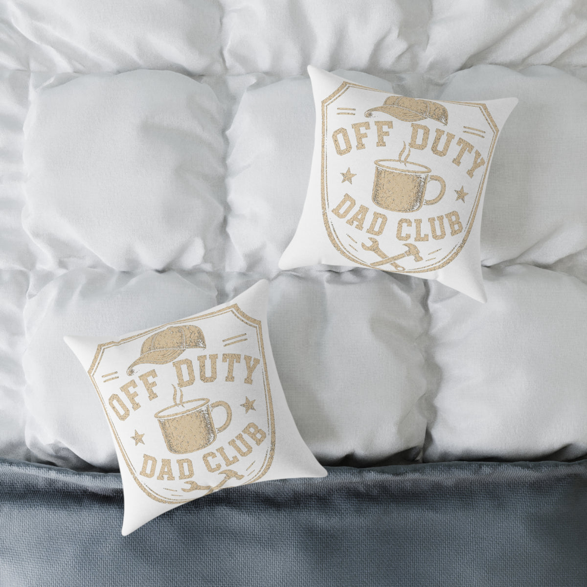 Off Duty Dad Club Throw Pillow  Milo Bailey Dog Dad Mom— Square Poly Canvas Decorative Pillow for Father’s Day