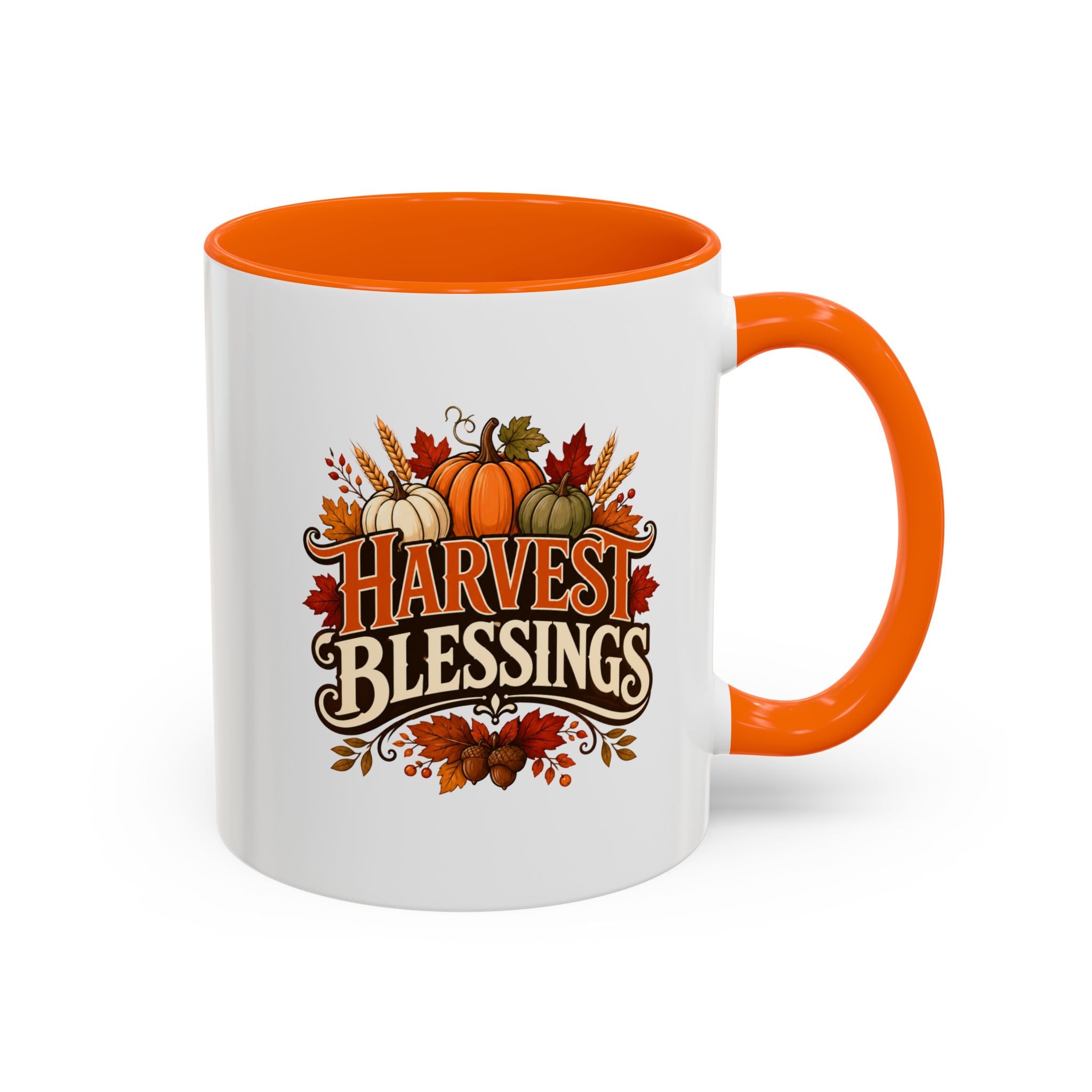 Thanksgiving Mug Harvest Blessings Coffee Mug — Thanksgiving Pumpkin Accent Mug