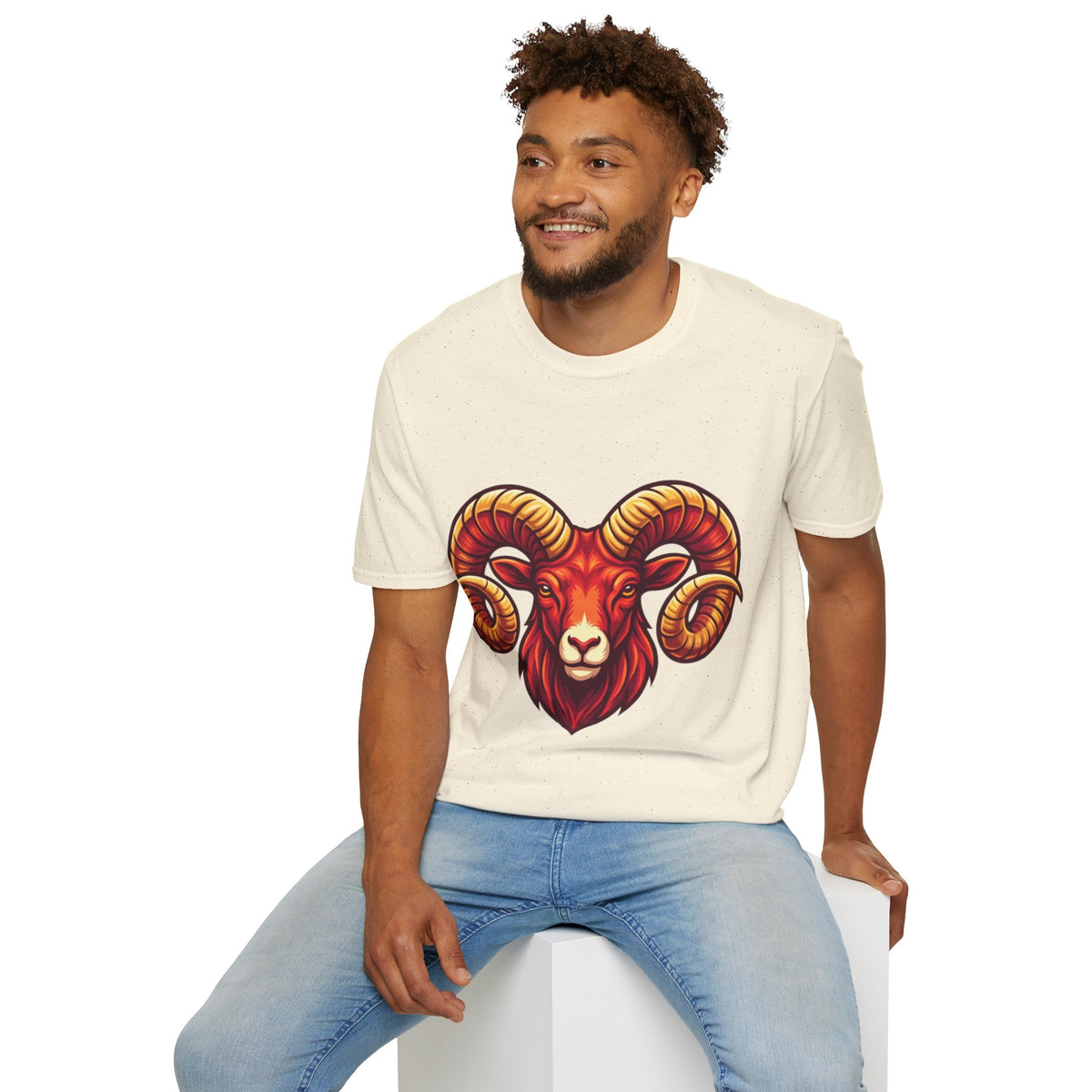 Aries Zodiac Ram Skull T-Shirt — Bold Goat Horn Graphic Tee (Aries/Zodiac)